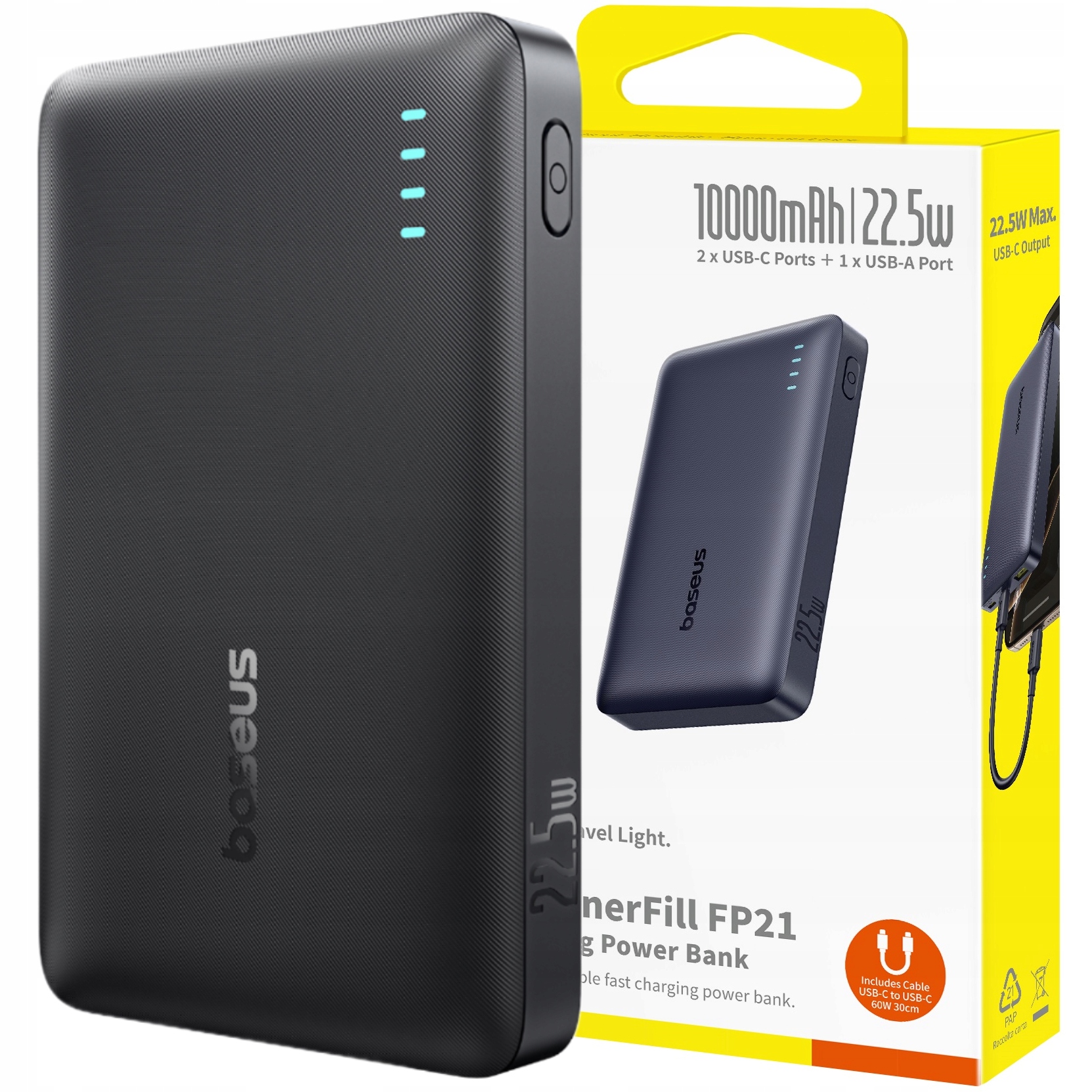 Powerbank Baseus EnerFill FP21 10000mAh 22. 5W Usb- A Usb- C czarny Baseus
