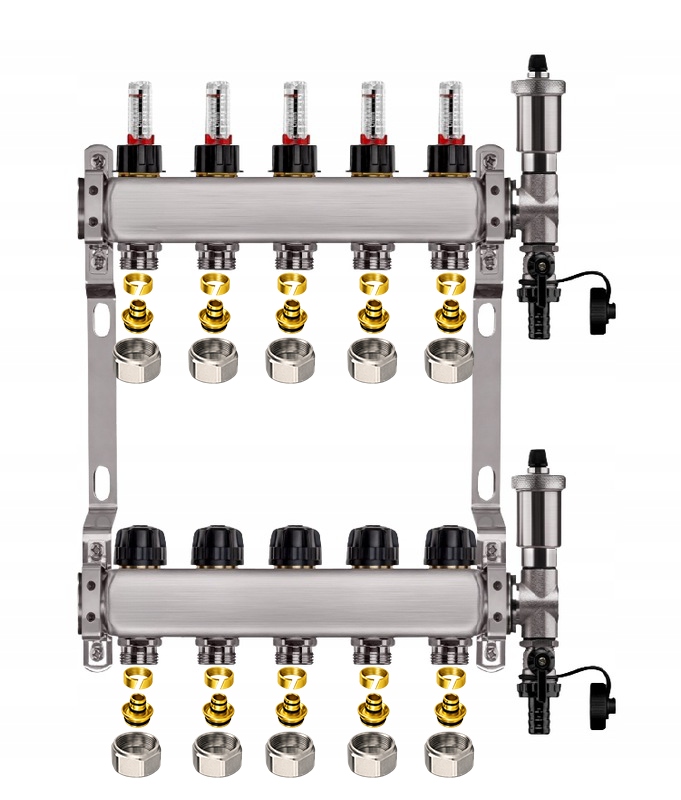 Rozdělovač pro podlahu nerezový 5-okruhové podlahové vytápění Pex