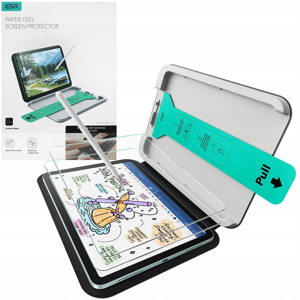 2x Esr Sklo Imitující papír Matný aplikátor pro Apple iPad Air 13 M4 2026