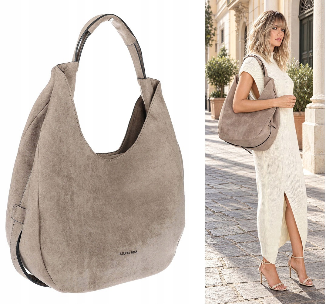 Dámská semišová kabelka shopper přes rameno kabelka přes rameno taška SR69S Šedá