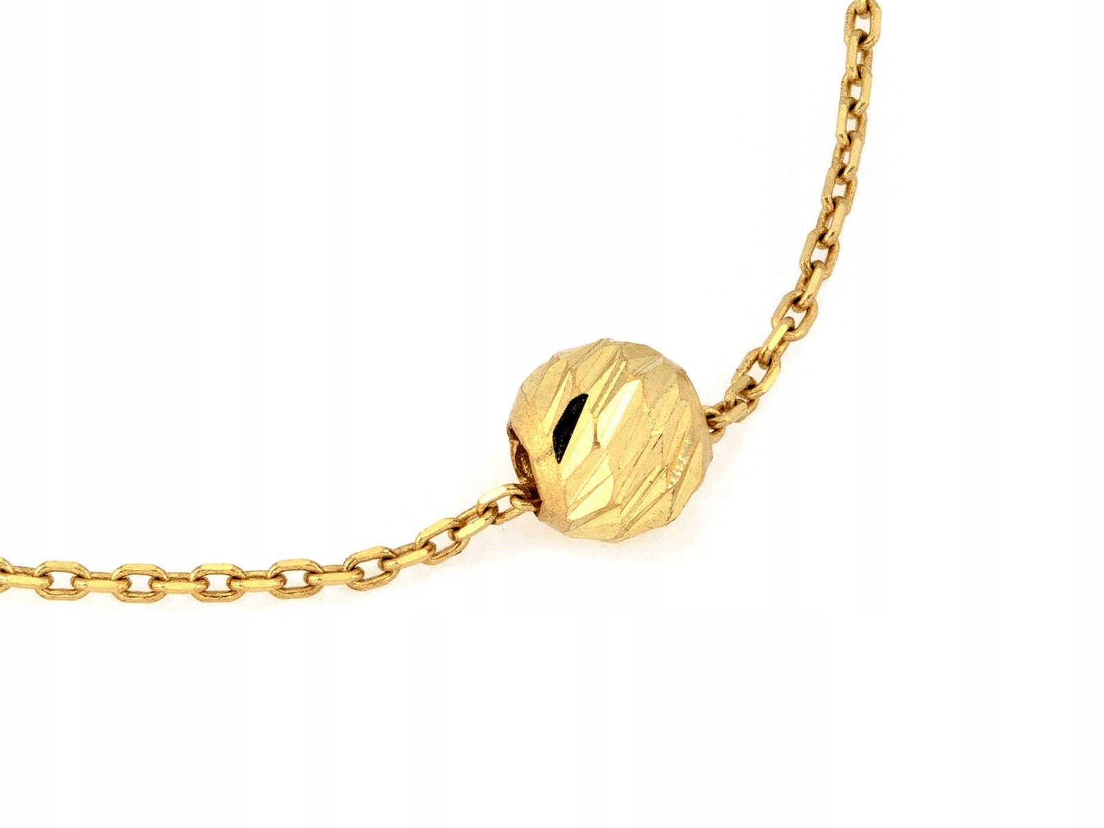 Zlatý náhrdelník 585 s diamantovou kuličkou 42 cm, lesklá kulička 1.49 g