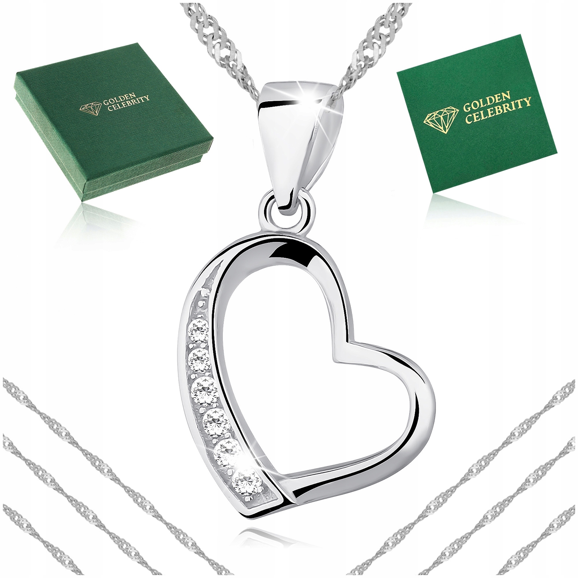 Stříbrný Řetízek Se Srdíčkem Ryzost 925 Se Zirkony Jako Dárek Věnování