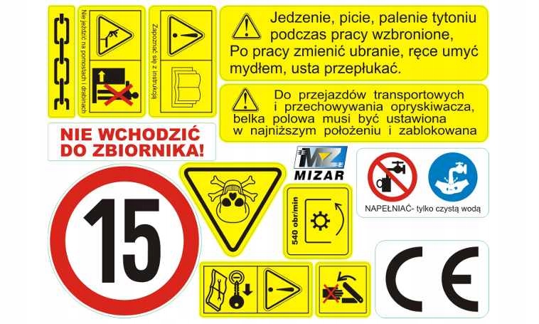 

Naklejki opryskiwacza 13szt. kompletne wyraźne