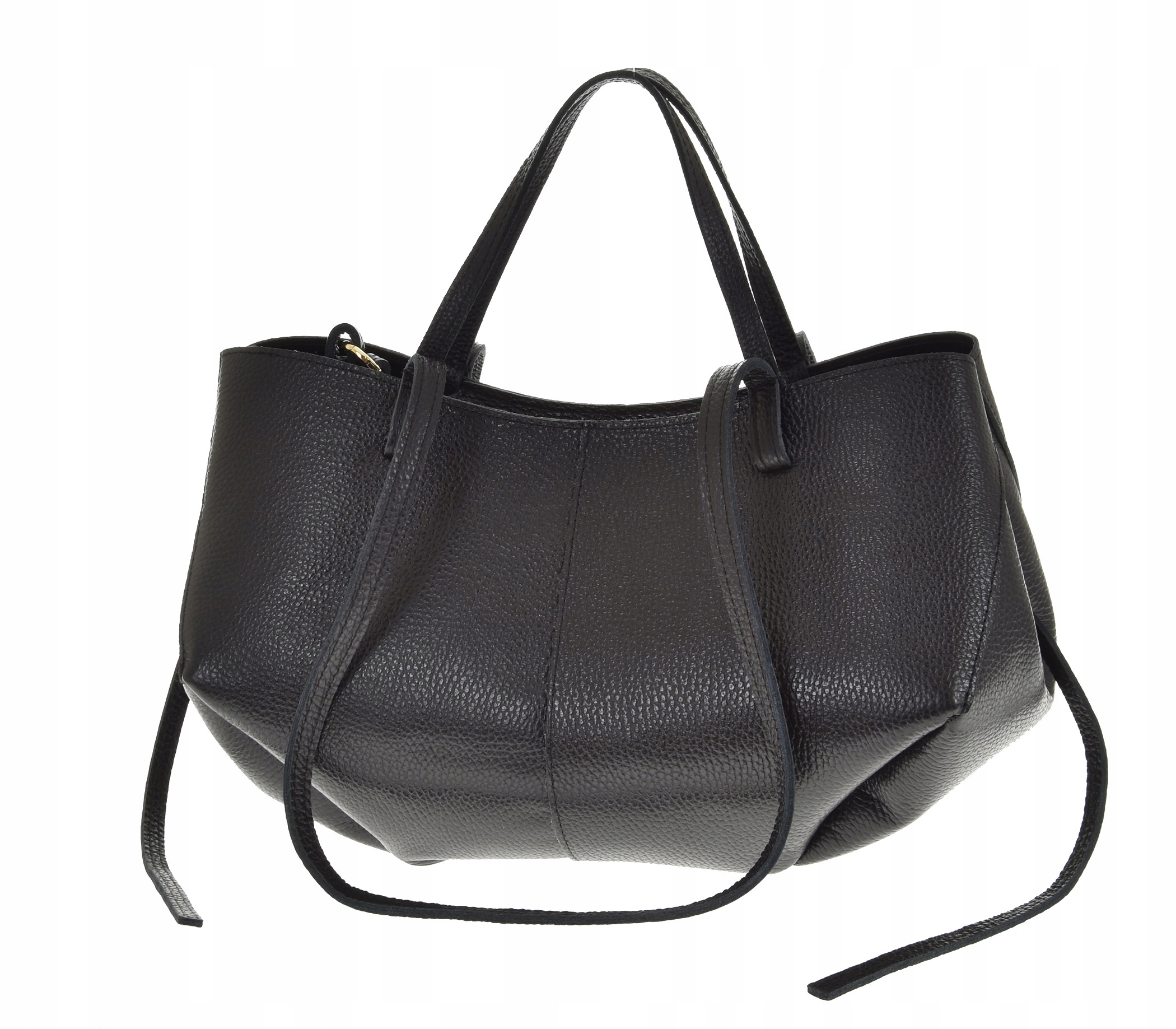 Vera Pelle Kožená kabelka Černá Shopper Střední Elegantní taška na rameno lodička