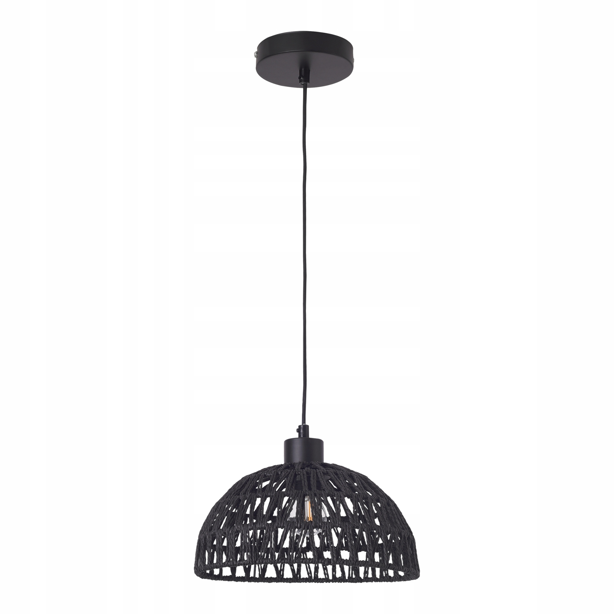Závěsná lampa Alton kov ratan černá