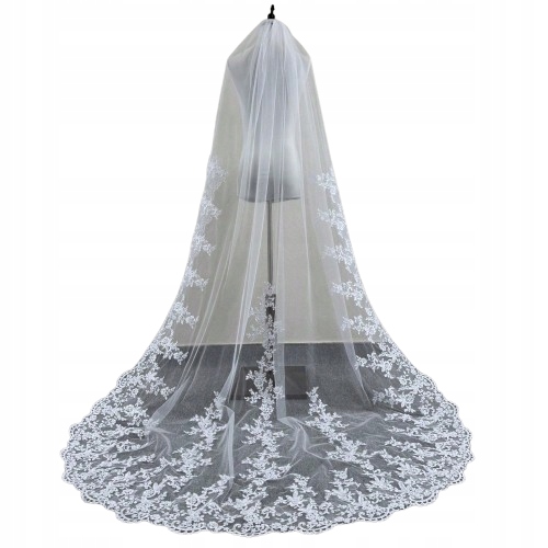 Shein Dlouhý Svatební Závoj S Krajkovou Aplikací A Lemováním 1JA