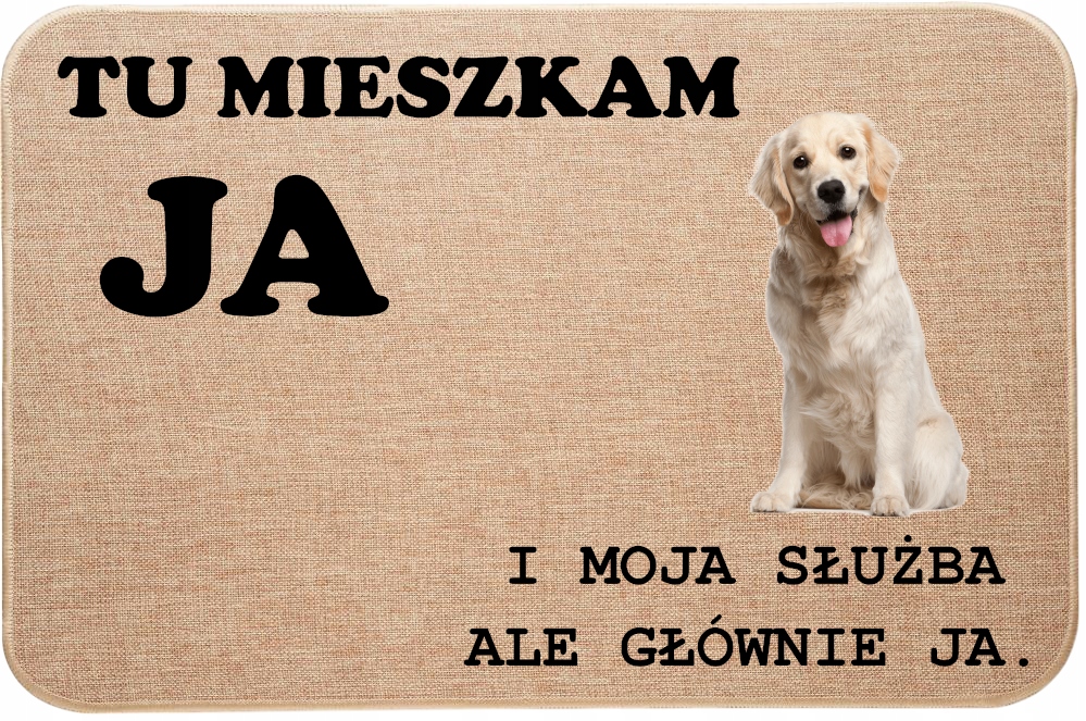 Ľanová Vstupná Stieračka Tu Bývam Ja Zlatý Retriever Pes Darček