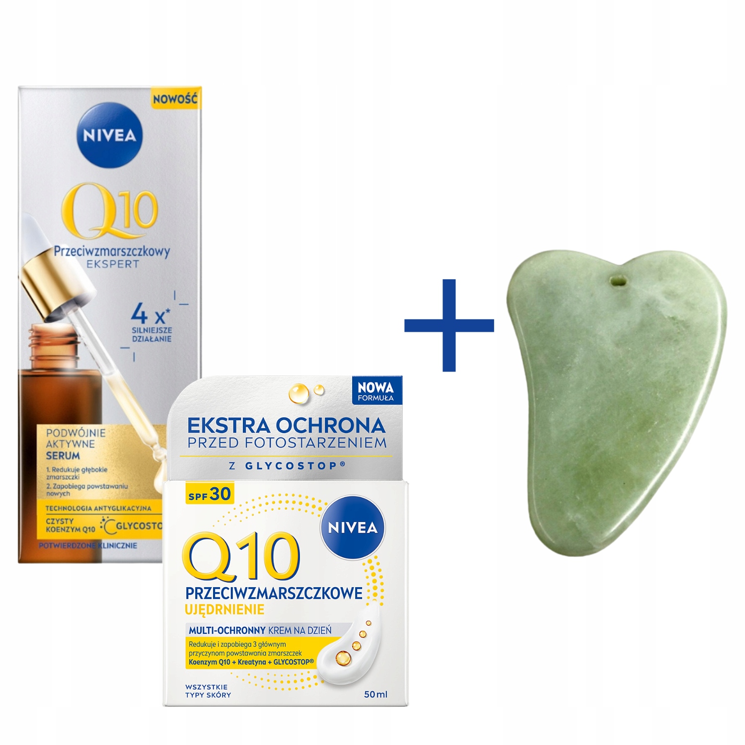 Nivea Q10 Krém proti vráskám SPF15 Sérum proti vráskám Gua Sha