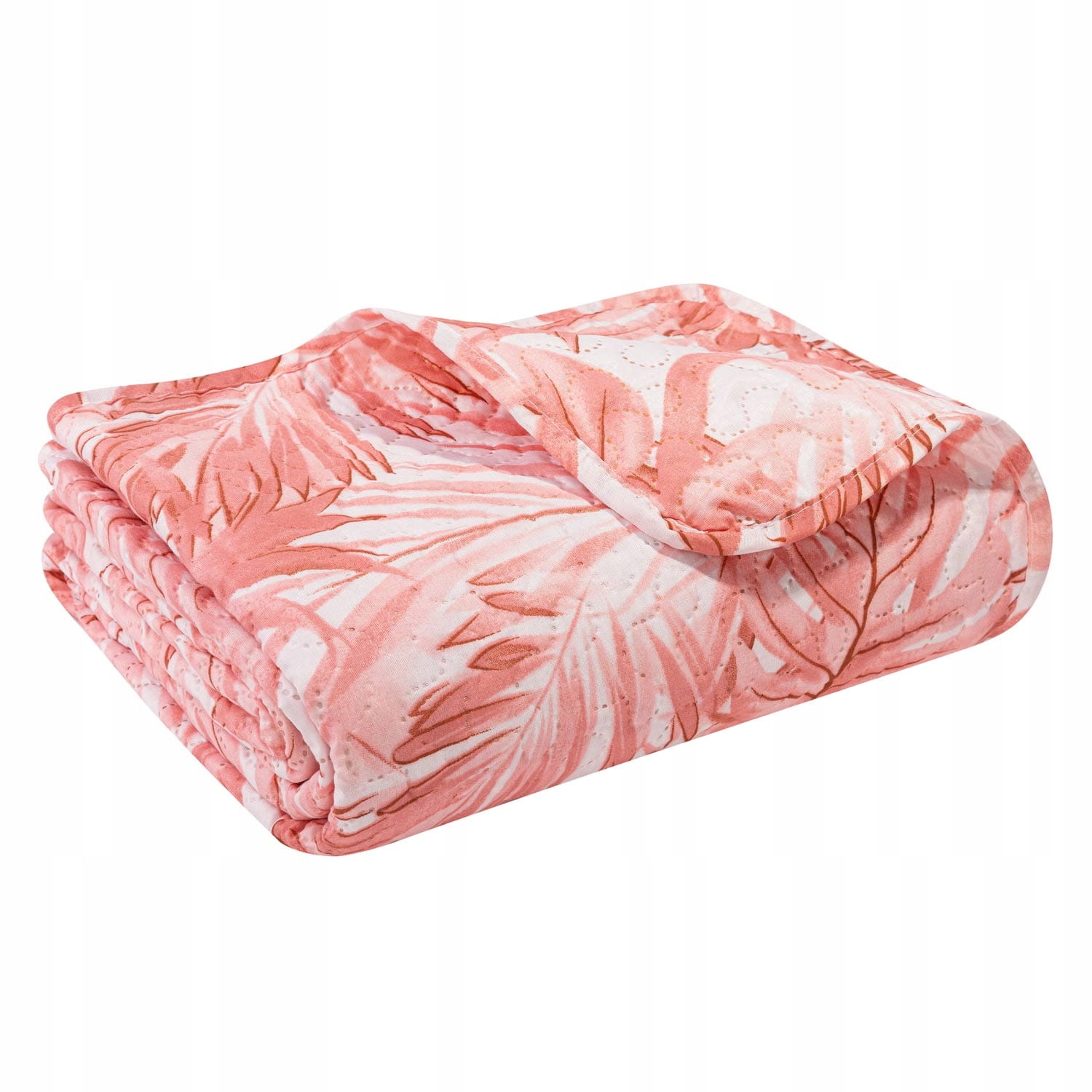 Dekorativní přehoz Hibiscus 220x240, prošívaný, bílé pudrové listy