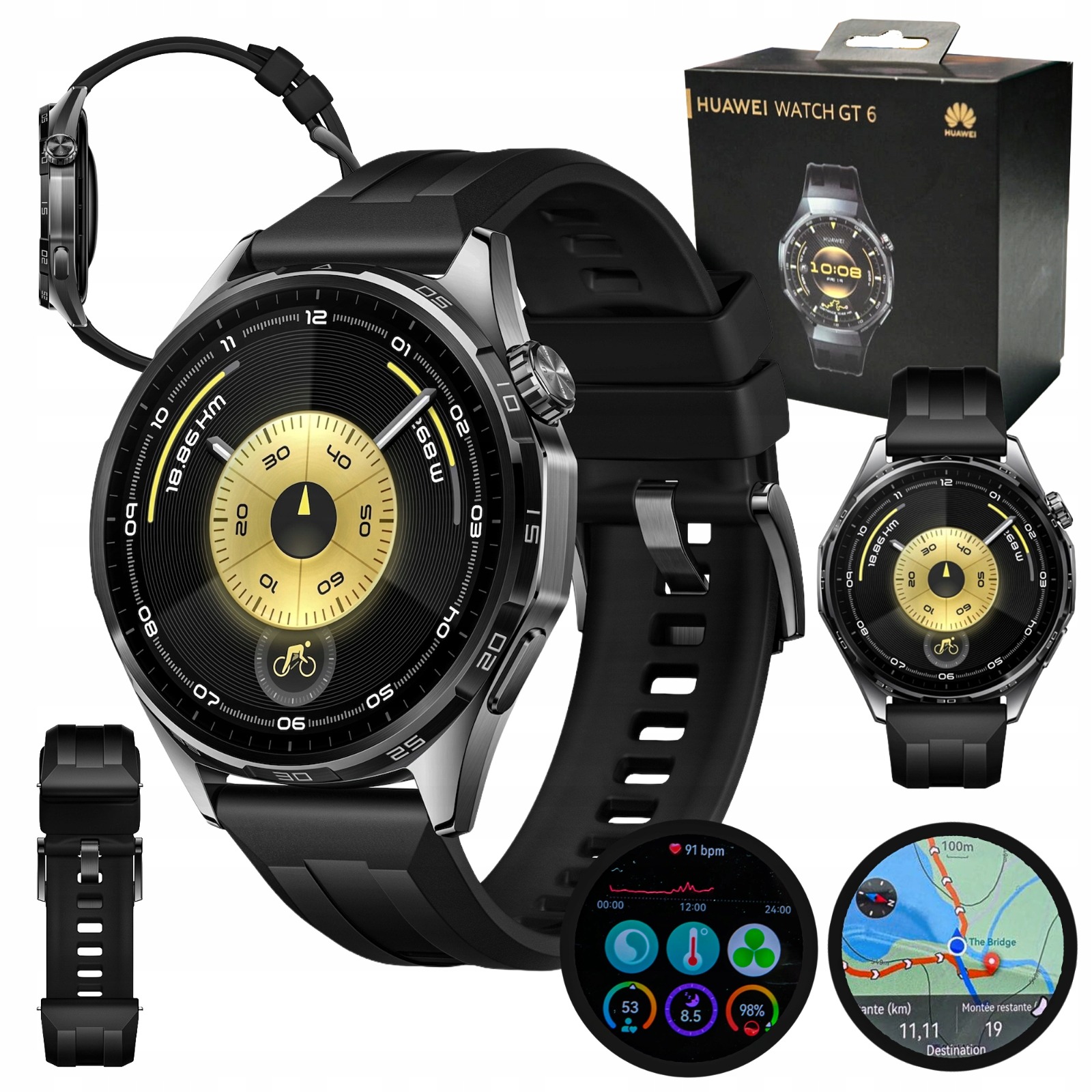 Chytré Hodinky hodinky Huawei Watch Gt 6 46mm Active Černá Gps 5ATM Android iOS