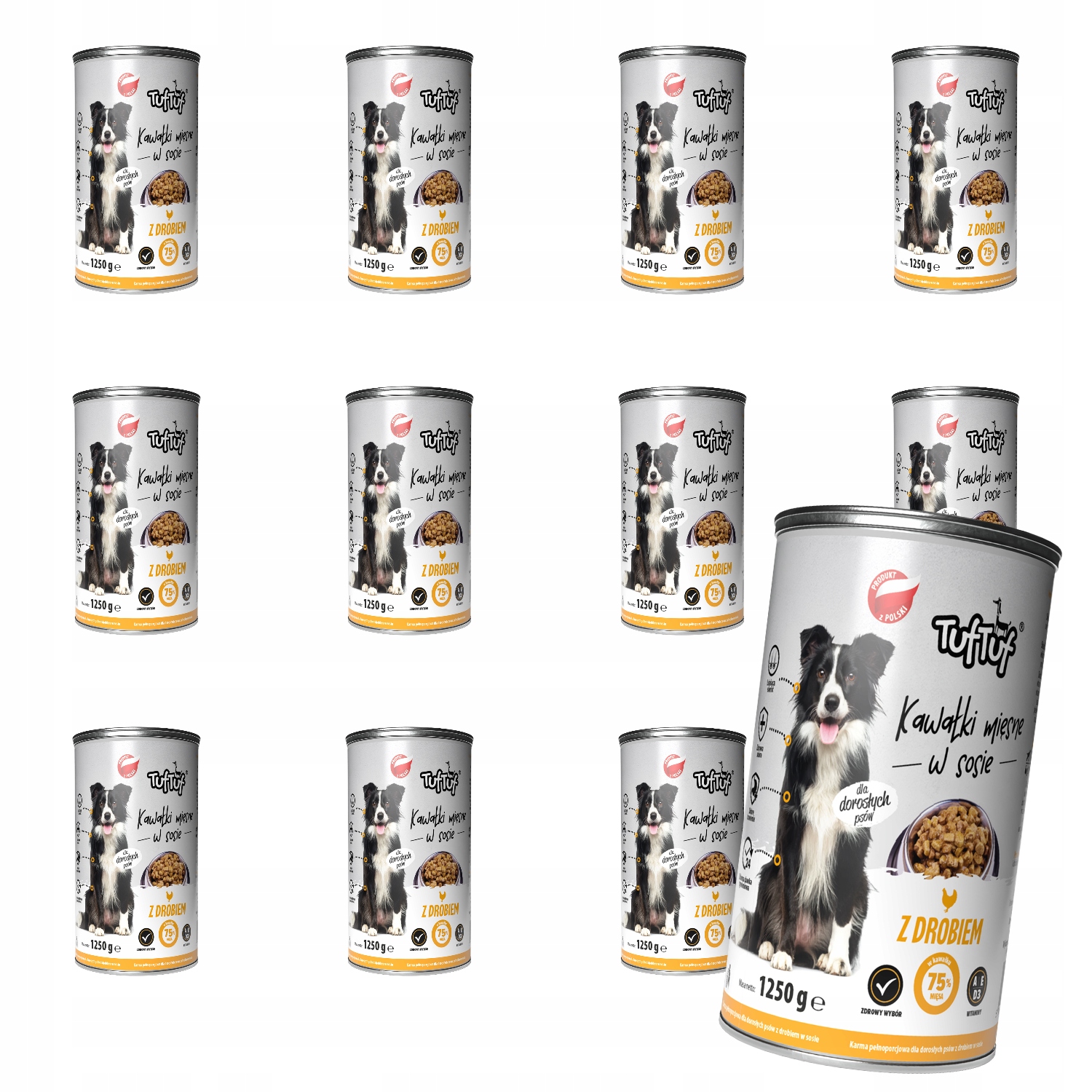 Levně Vlhké Krmivo Pro Psa TufTuf konzerva, masové kousky s drůbežím masem Set 12x1250 g