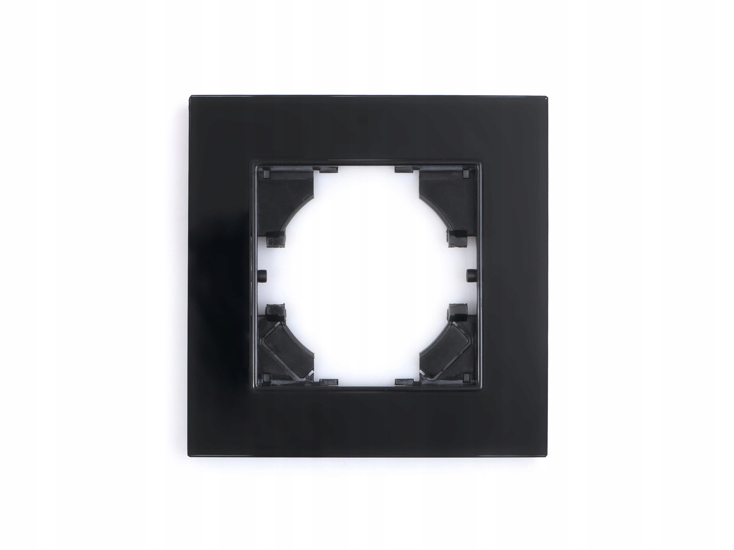 

Ramka do gniazdka szklana pojedyncza Czarna