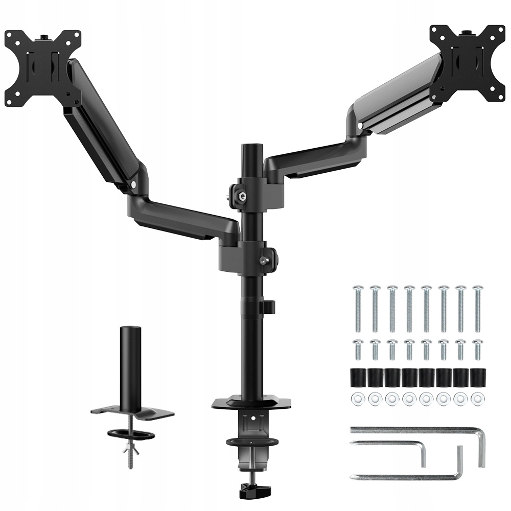 Nastavitelný držák pro dva monitory s plynovou pružinou Vesa 13-32"