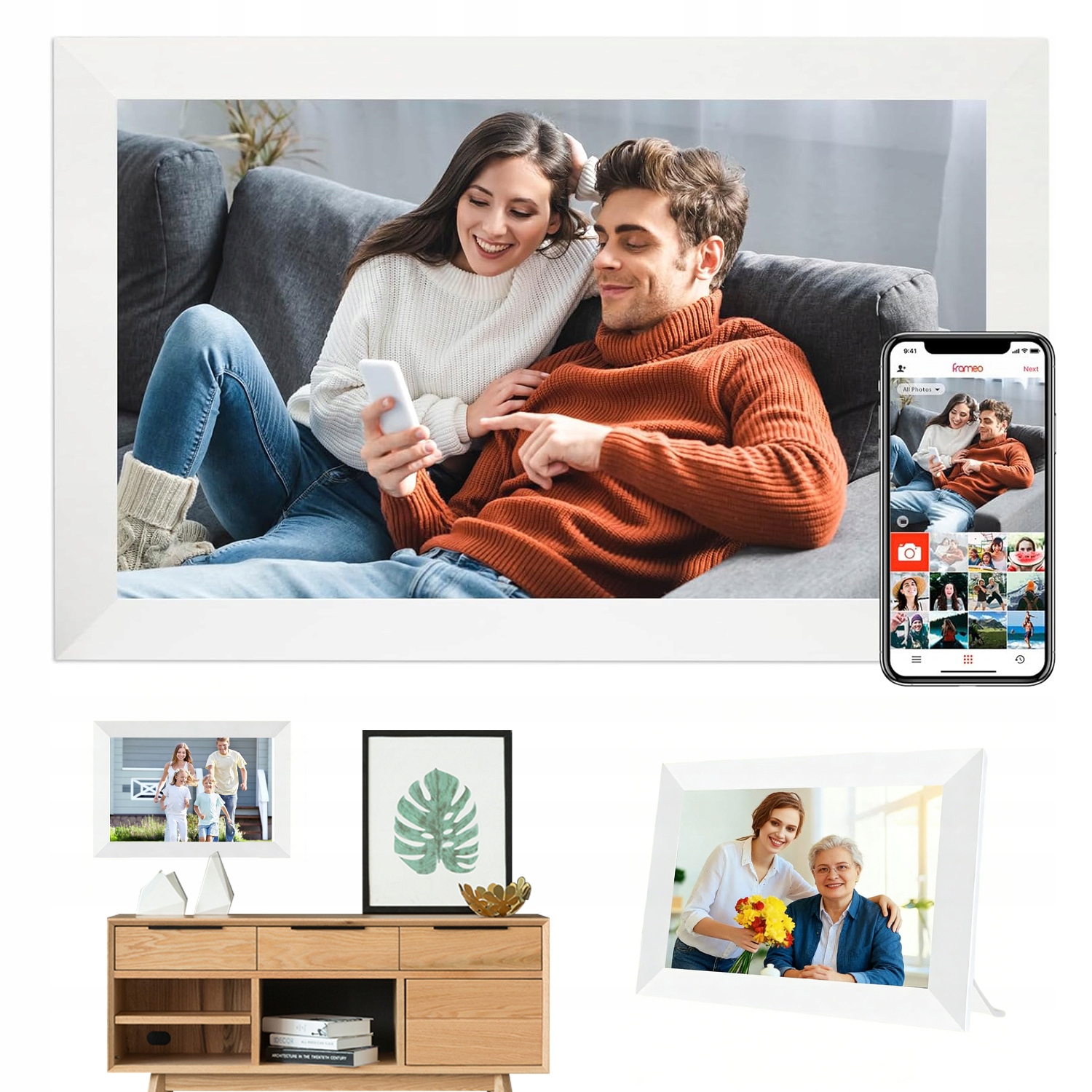 Digitální Rámeček Na Fotografie 10.1" Dotykový Displej Wifi Automatické Otáčení