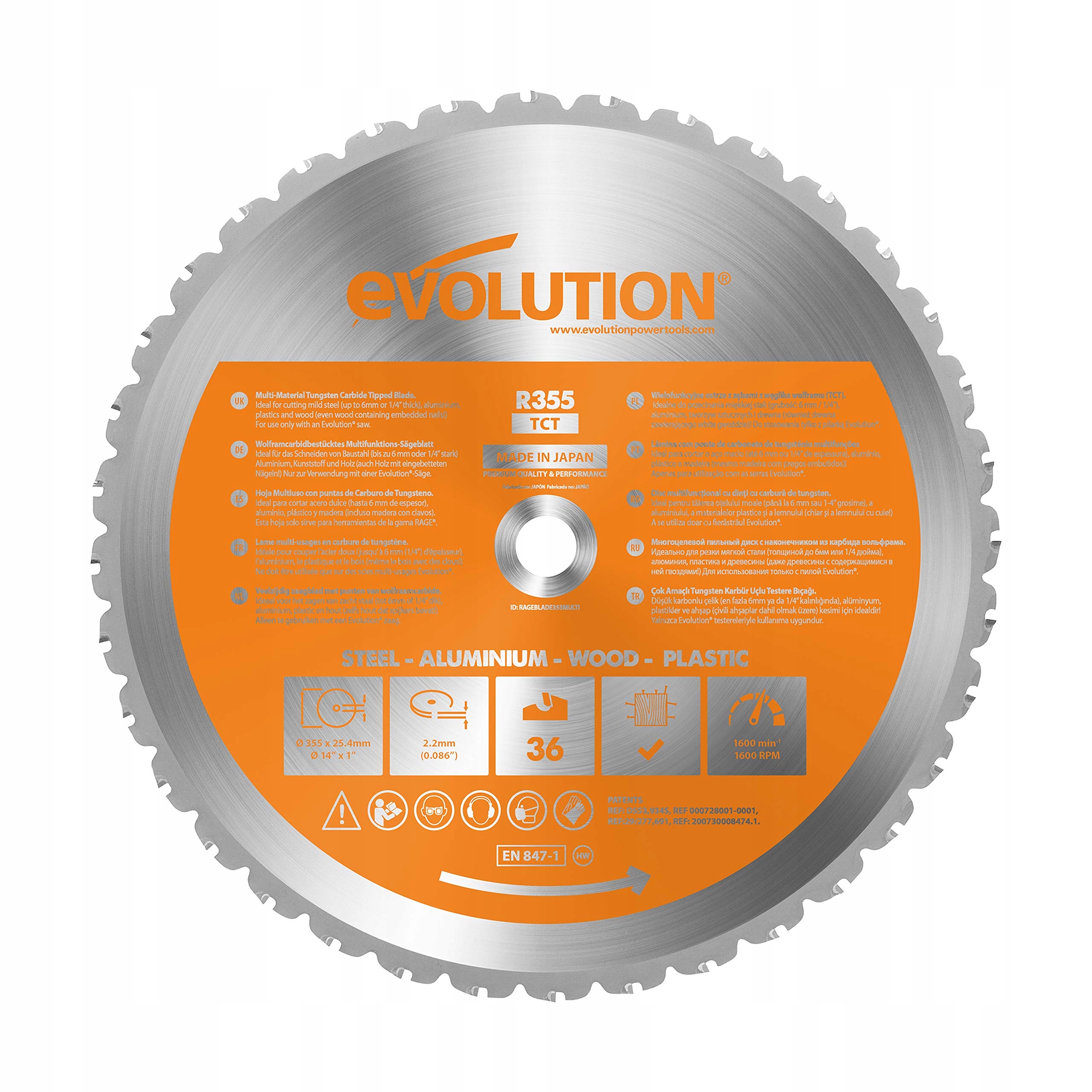 Kotouč na řezání dřeva a kovu Multi 355x25.4 mm 36z Evolution