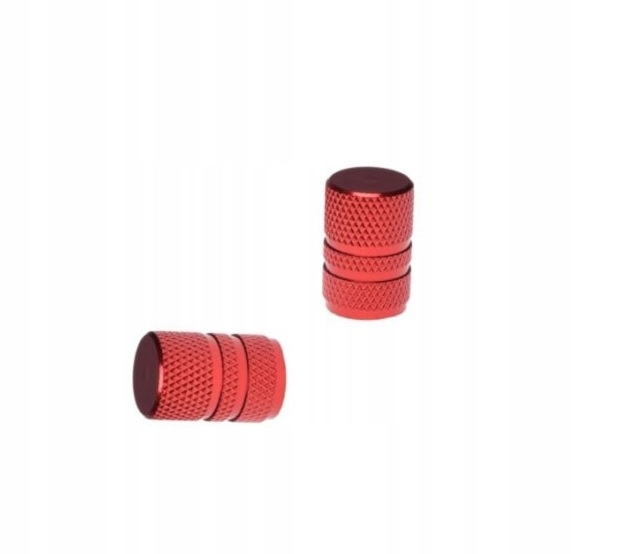 NAKRĘTKA KAPTUREK WENTYLA ALU OZDOBNY CZERWONY SAMOCHODOWY AV 2 SZT MTB