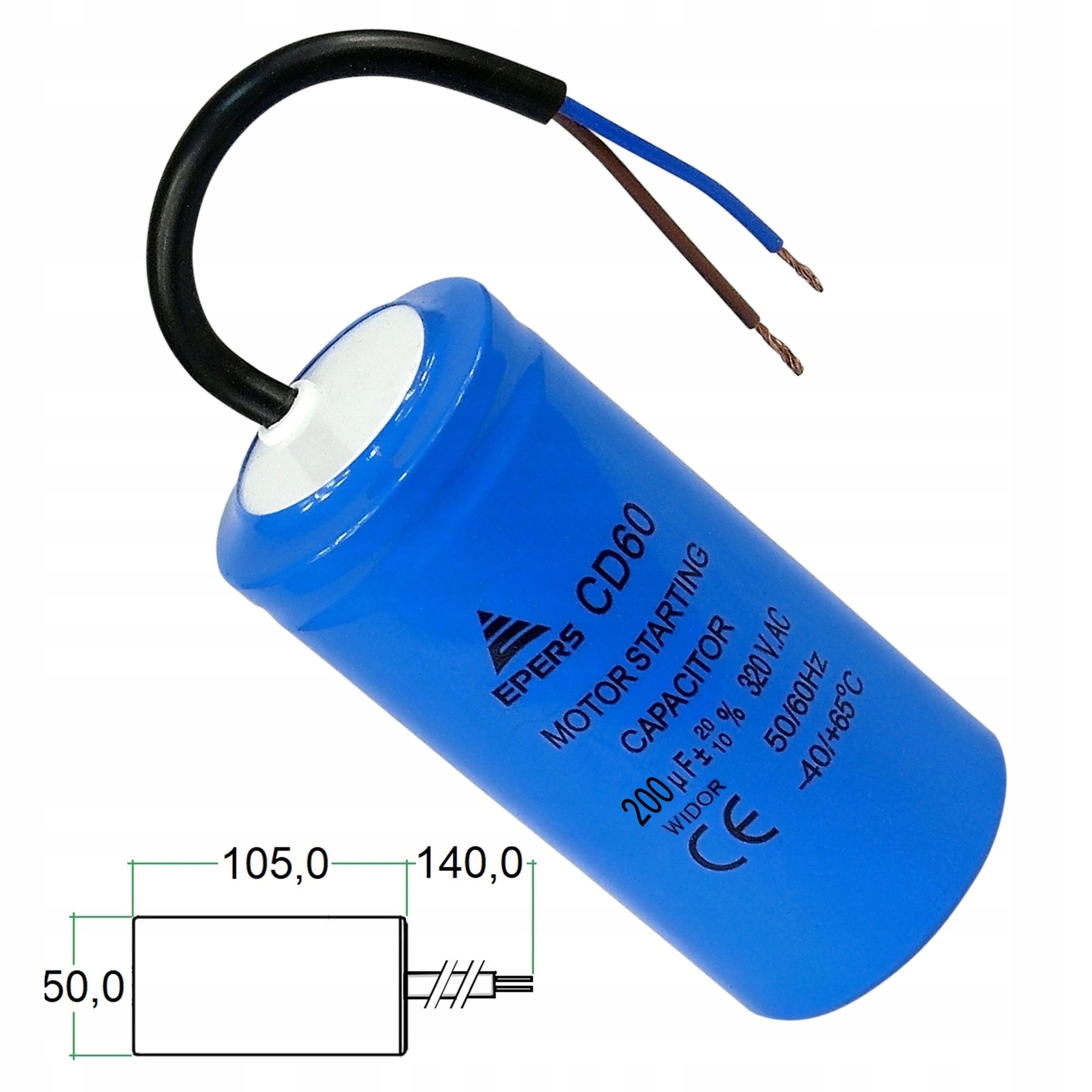 Kondensator rozruchowy 200uF 320V 200 uF 320 V