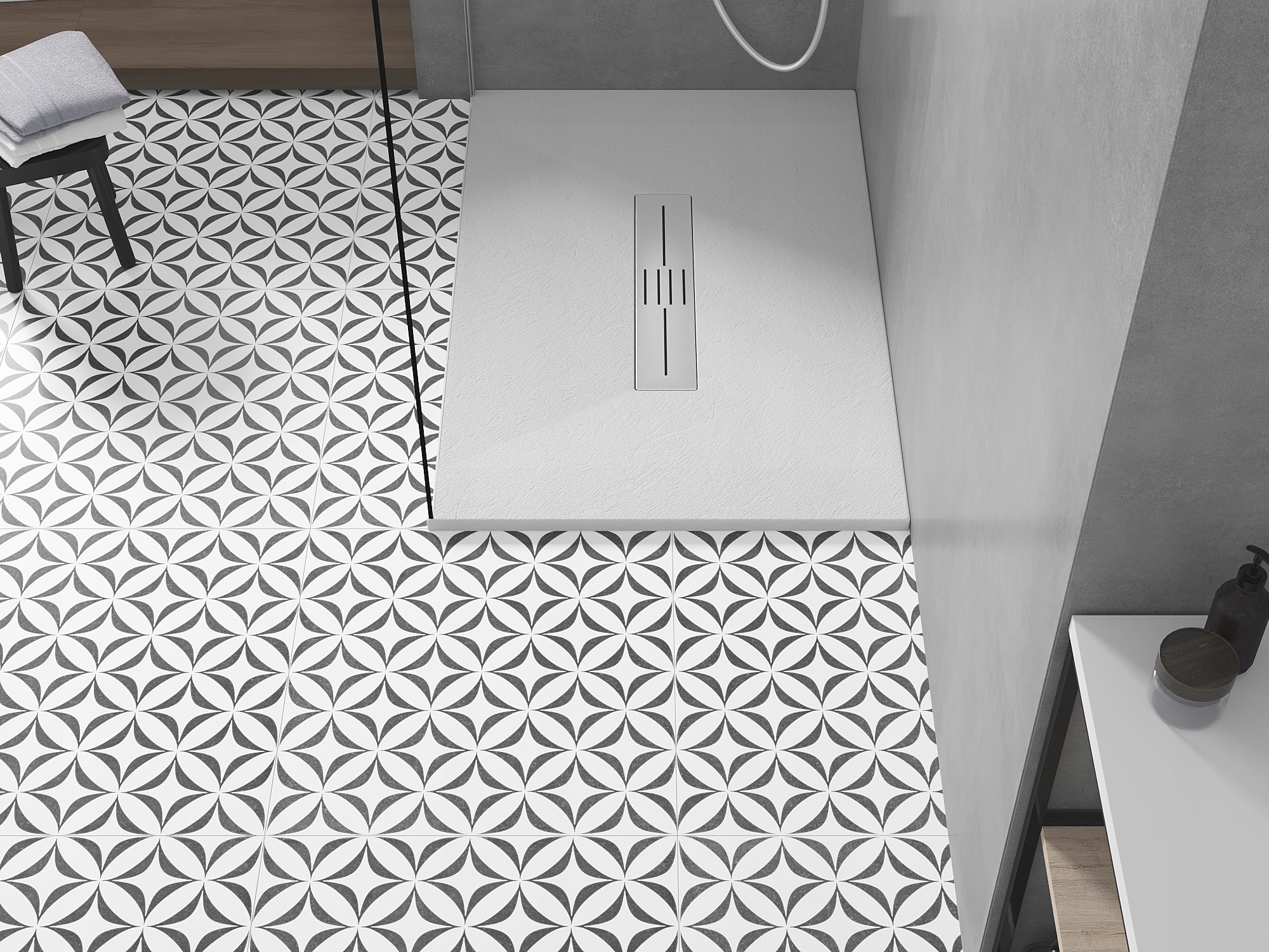 MEXEN TORO BRODZIK PROSTOKĄTNY SMC IMITACJA KAMIENIA 120 x 90 CM BIAŁY Głębokość 90 cm