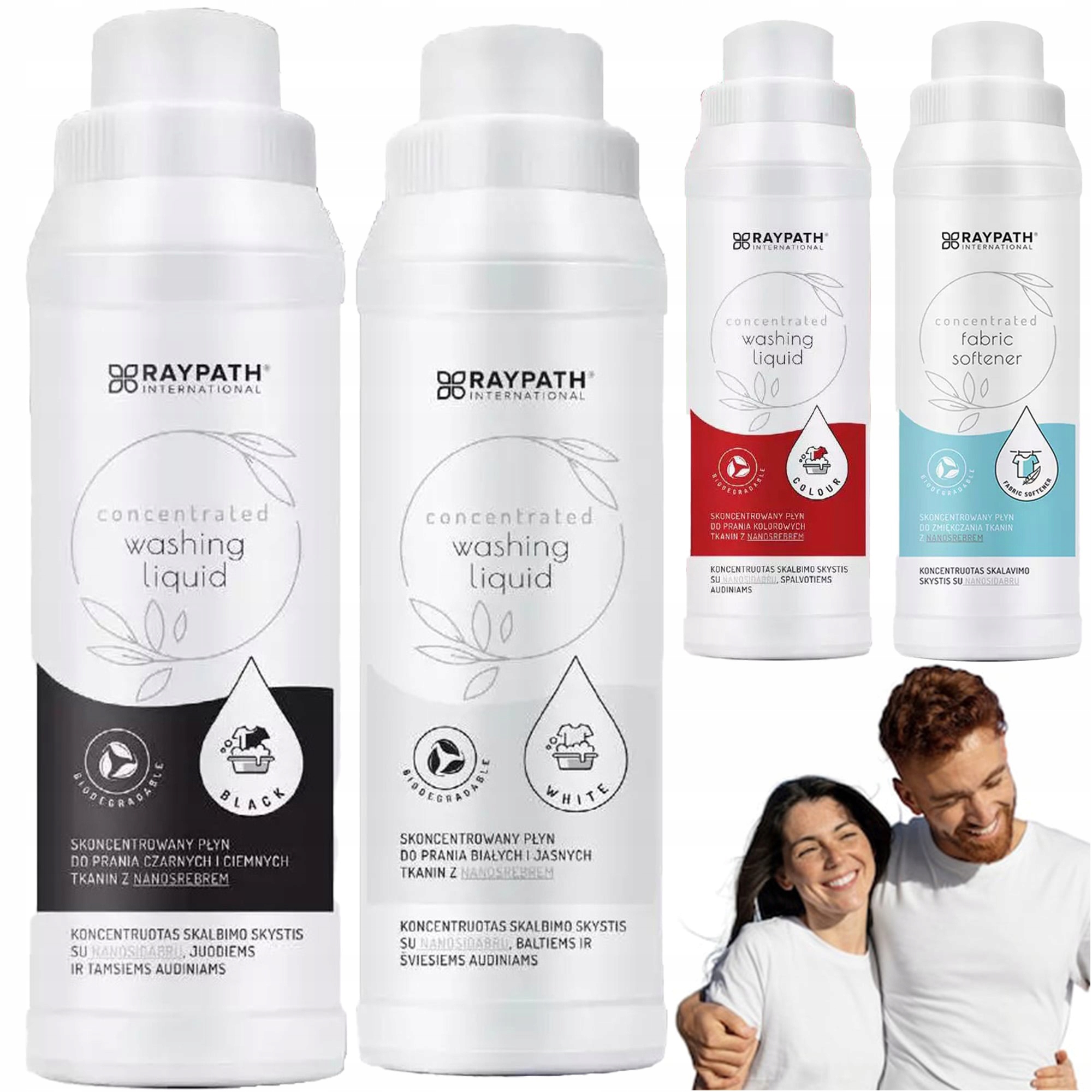 Levně Sada 4x tekutý prací a proplachovací přípravek Raypath 500 ml černých světlých barev