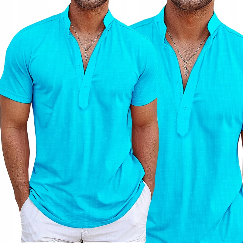 Pánská košile Stojka Len Casual Prodyšná Lněná