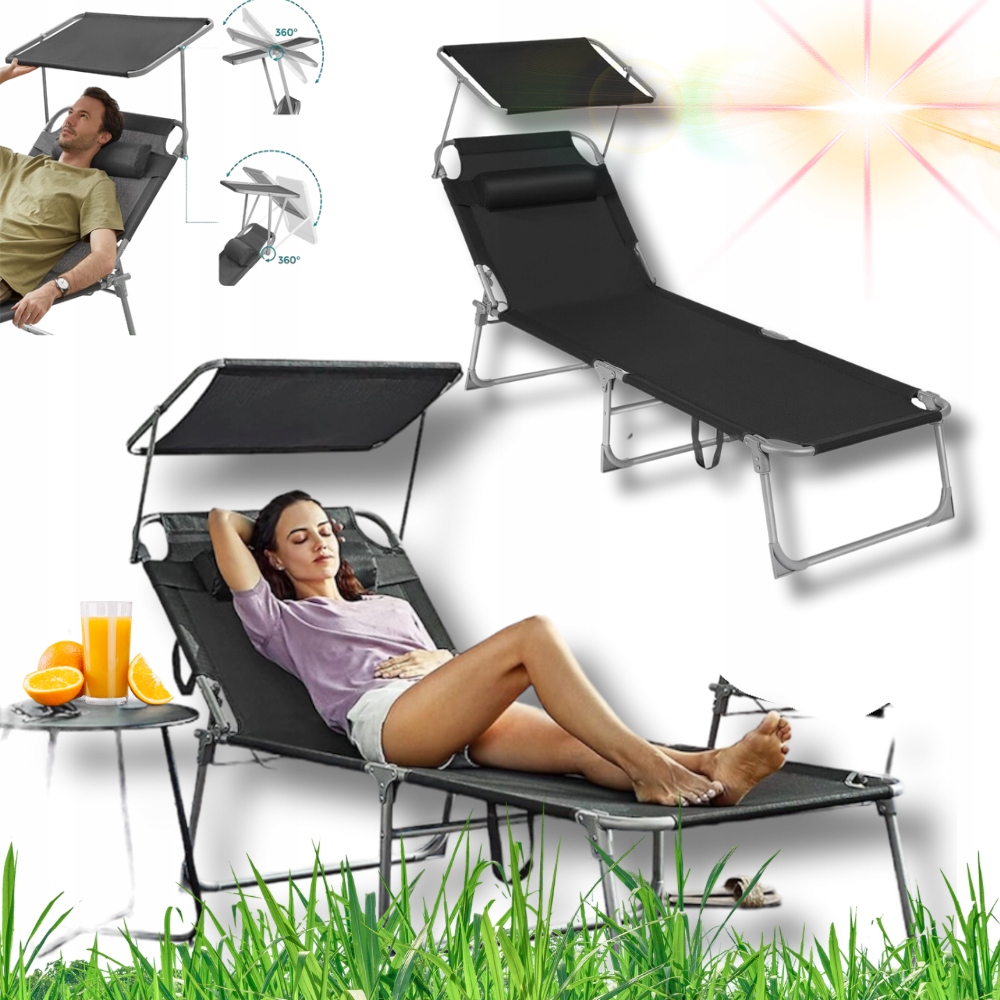 Ležadlo, Plážové Kreslo, Turistická Záhrada, Skladacia, Nastaviteľná Strieška