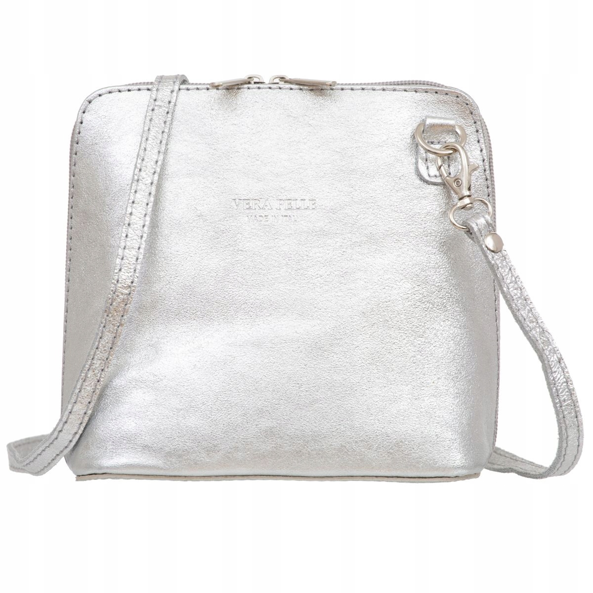 Mała Torebka Skórzana Kaletnik Conica Srebrna