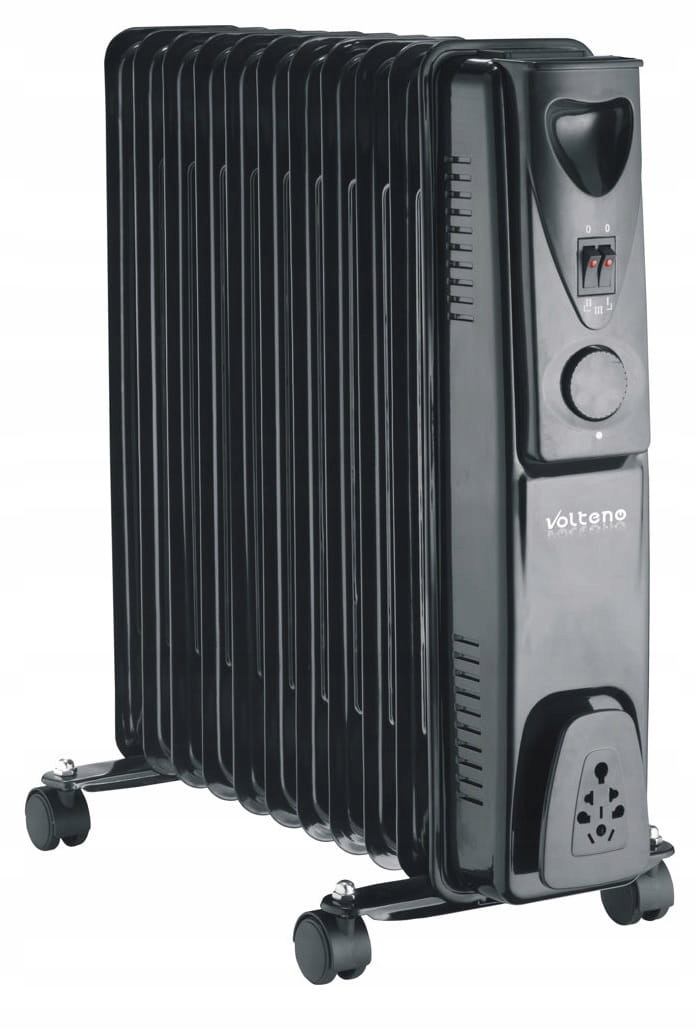 Elektrický olejový radiátor černý 11 žeber na kolečkách 2500 W
