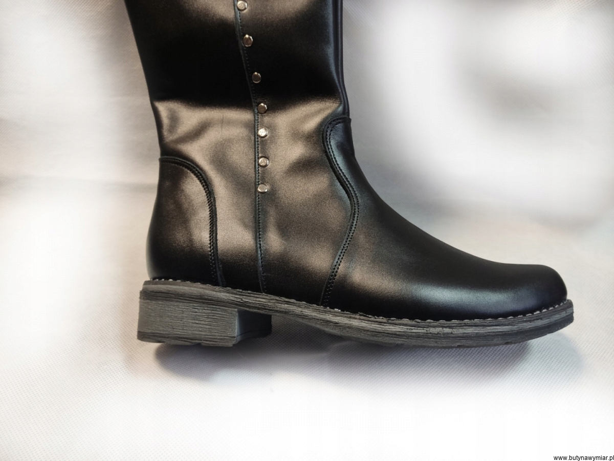 BnW Oficerki skórzane na zamek płaski 3 cm Rozmiar 36