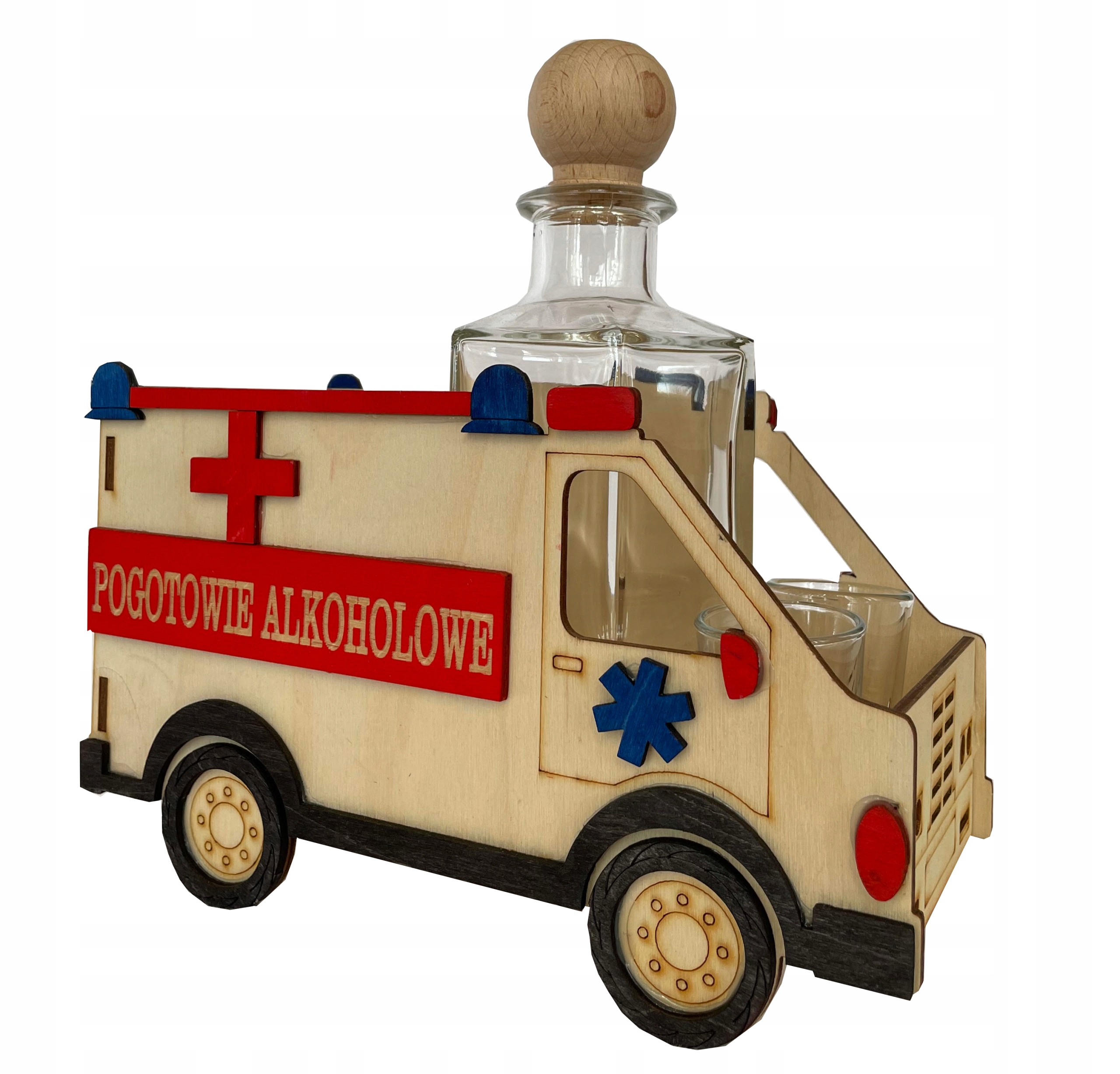 

Karafka Ambulans Karetka Kieliszki Barek