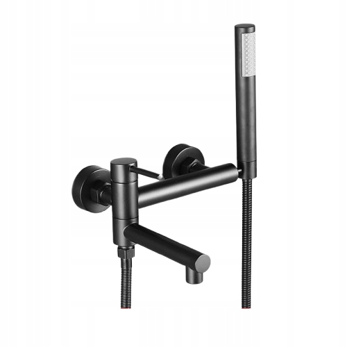 Vaňová sprchová batéria s otočným stenovým výtokom, čierna matná