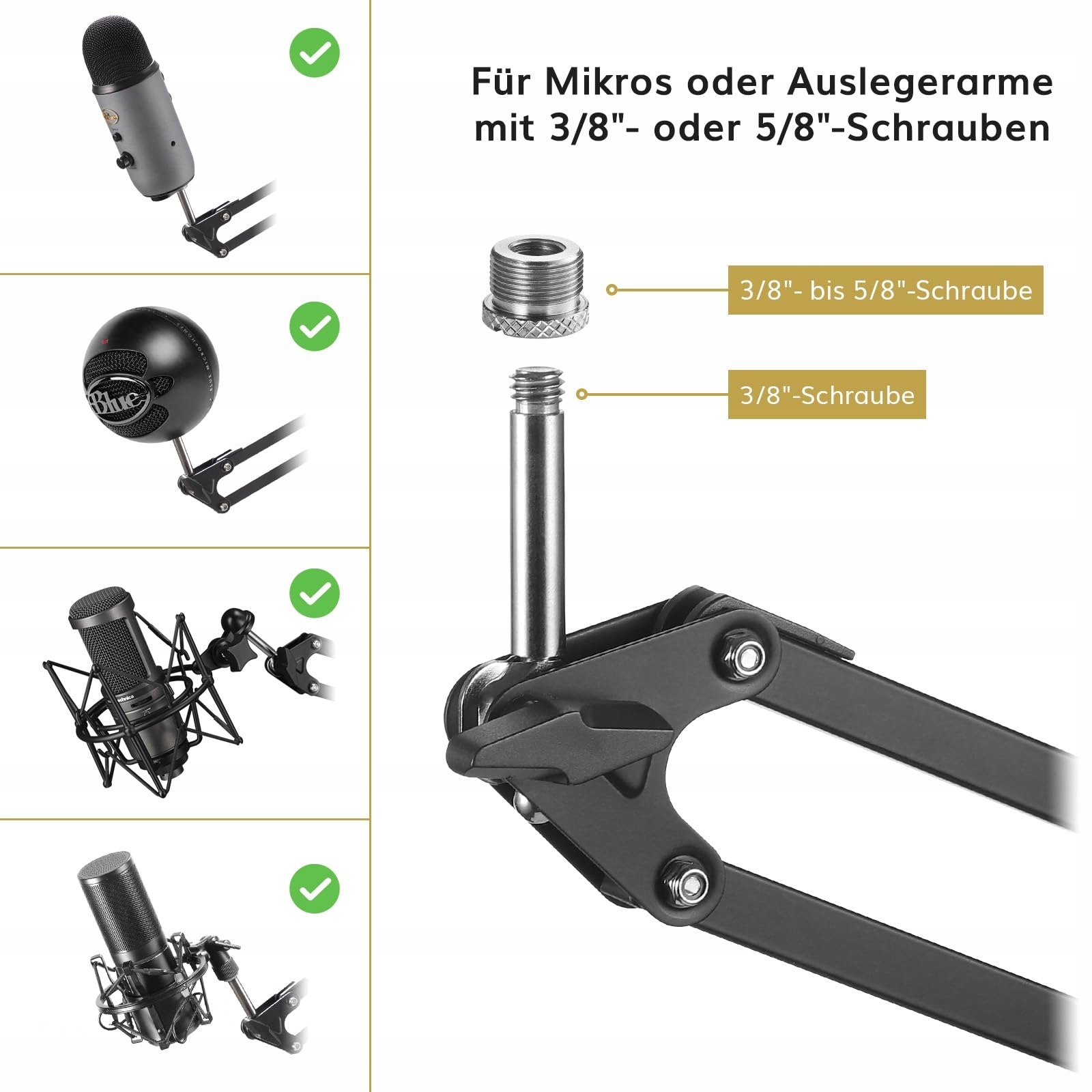 TONOR Stojak Mikrofonowy Regulowany Ramię Z Popfiltrem Adapterem Klipsem — miniatura 5