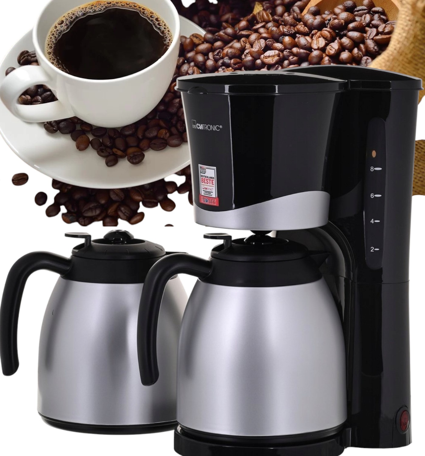 Ekspres Do Kawy Przelewowy Kawiarka 2 Dzbanki Termos 870W Niemiecki