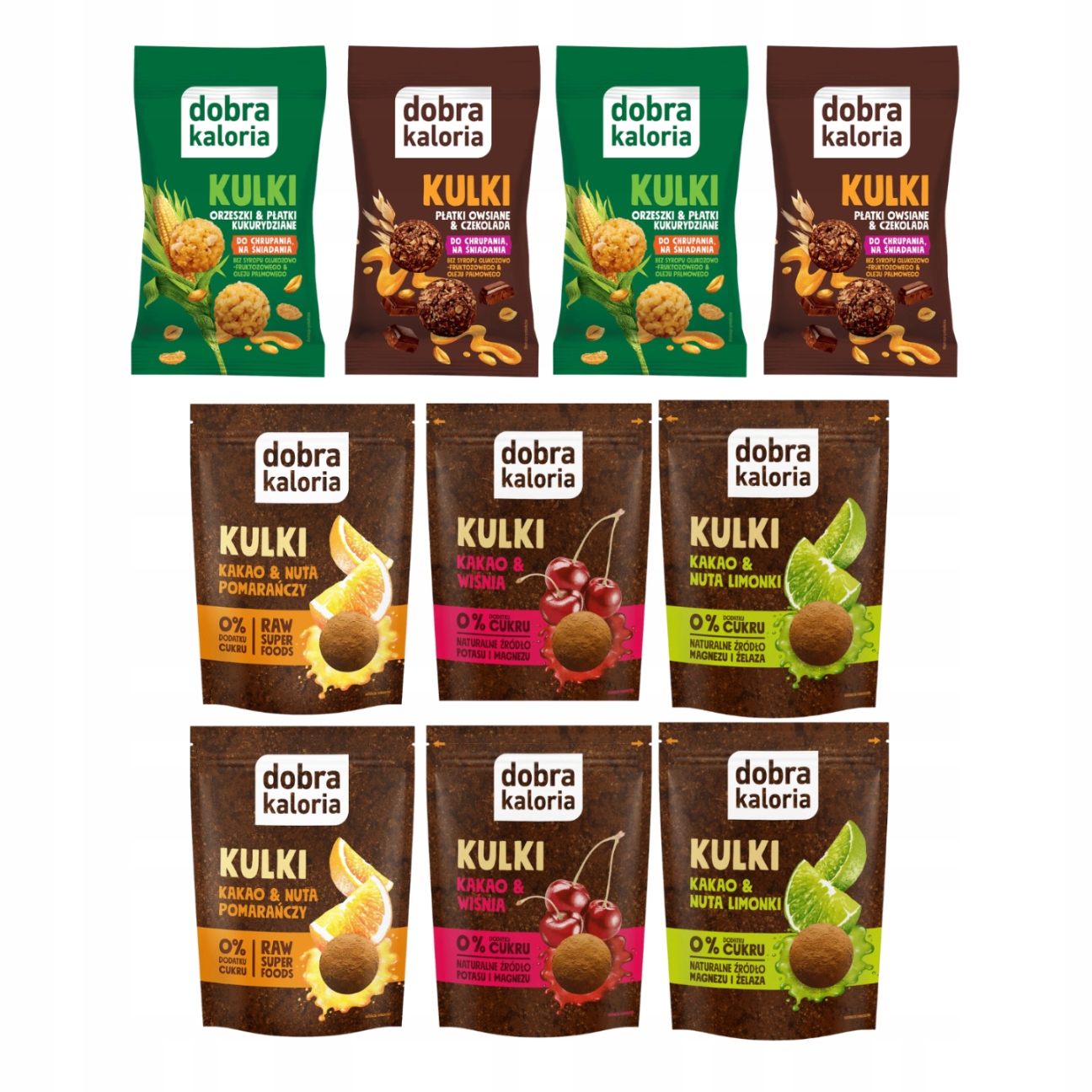 Zestaw Dobra Kaloria Kulki mocy i śniadaniowe MIX smaków 10 szt.