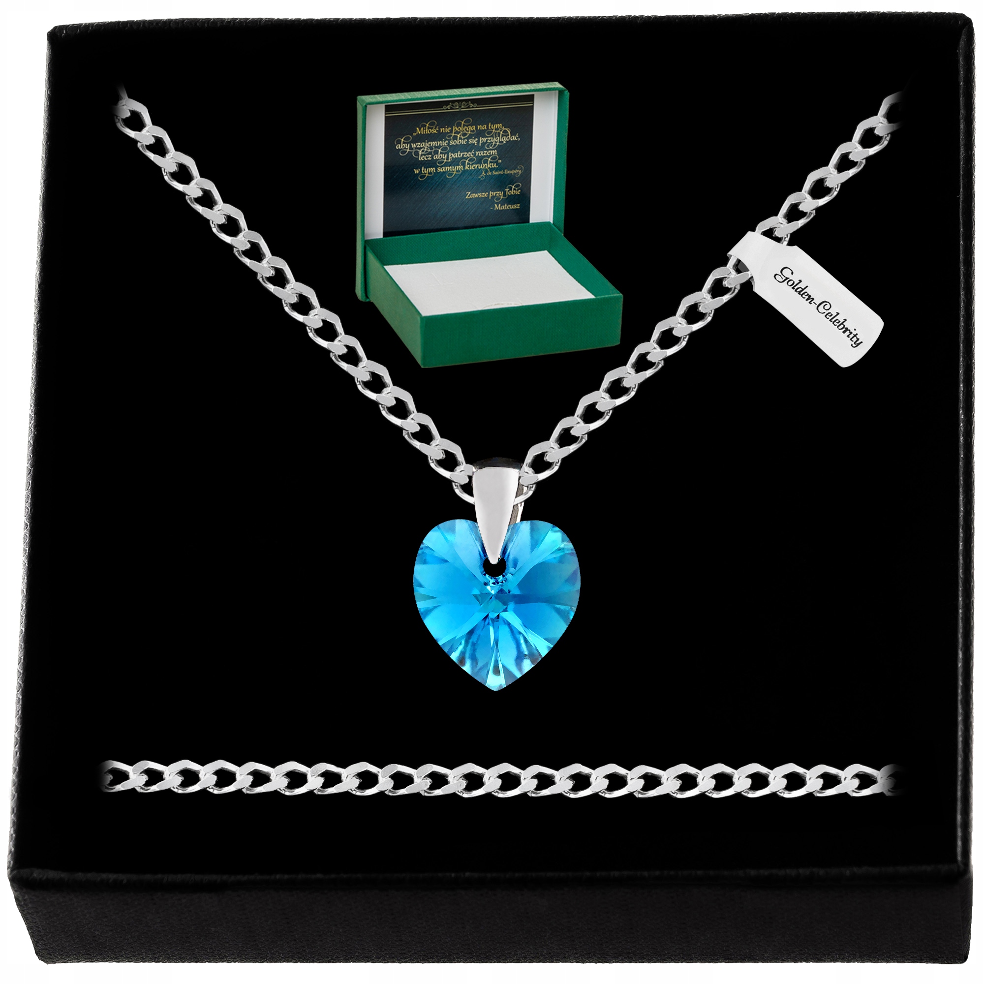 Stříbrný Náhrdelník Srdce Swarovski 925 Řetízek Přívěsek Pro Dívku