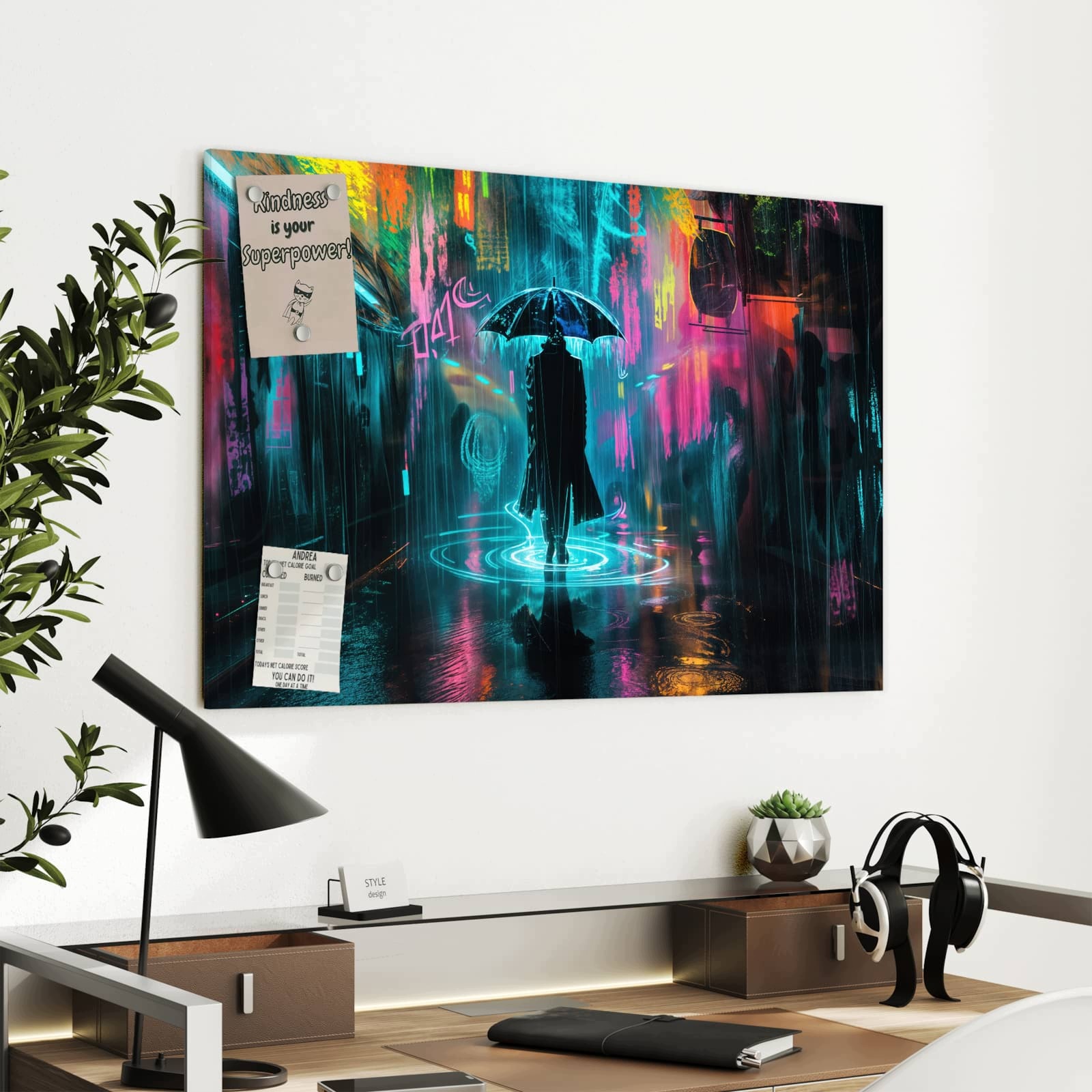Magnetická tabule Déšť Noc 90 × 60 cm