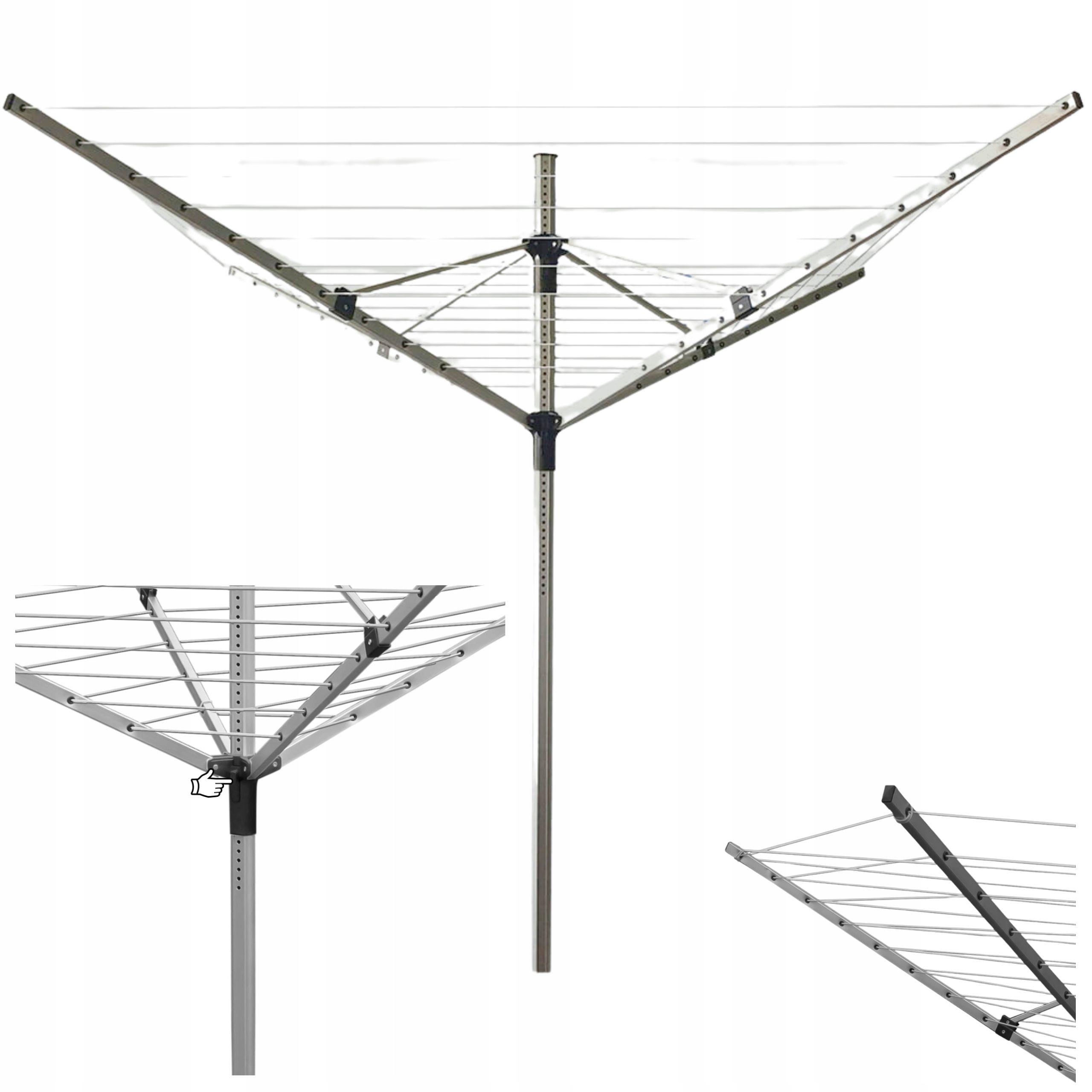 Sušička na bielizeň veľká nastaviteľná krytka XXL 50 m 180 cm Poriadna Abiko