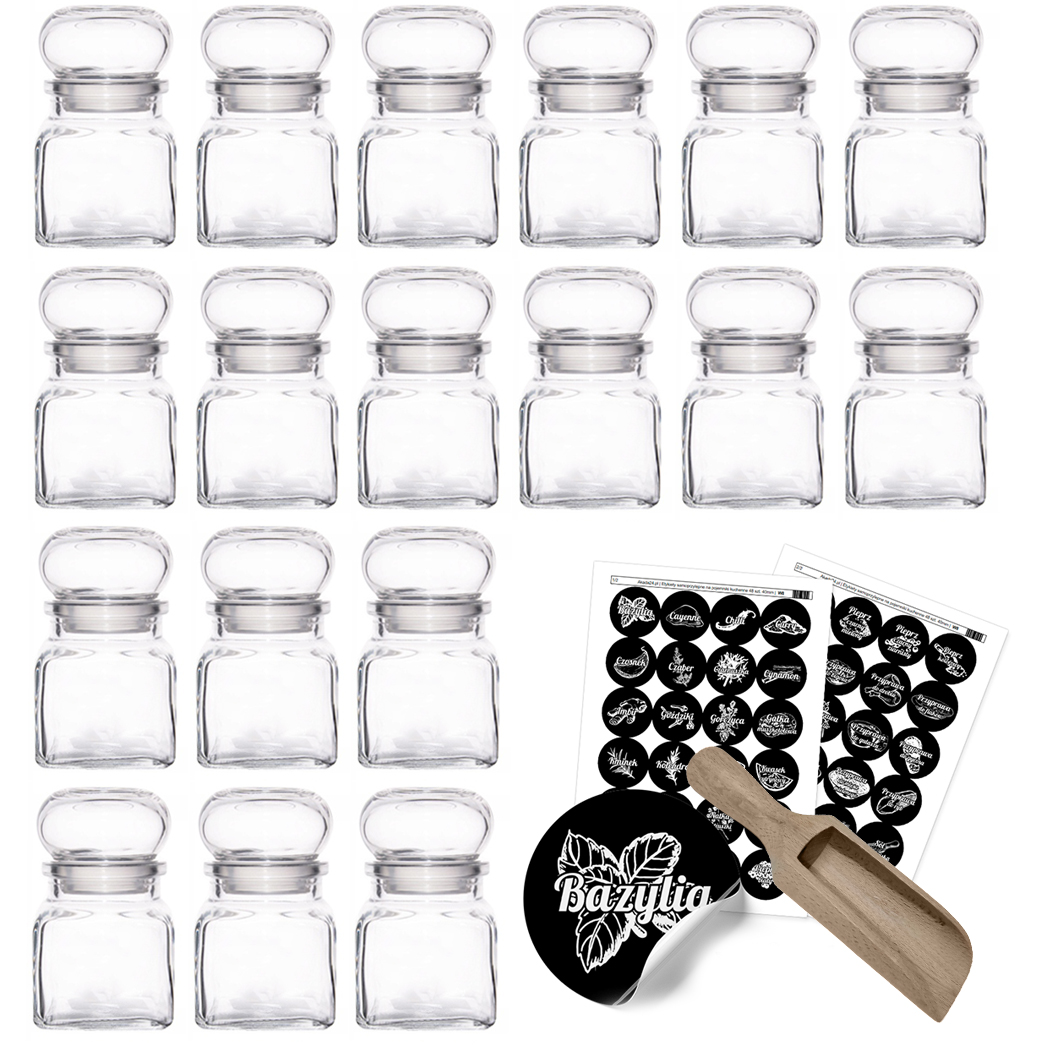 

Słoiczki na przyprawy 120ml 24szt 48 naklejek Kc