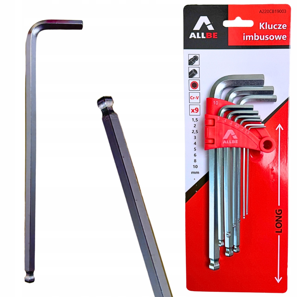 Klucze Imbusowe Kulką Zestaw Kluczy Imbusowych Klucz 1.5-10mm 9SZT Długi