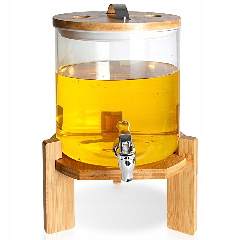 Sklenice na nápoje s kohoutkem a stojanem, skleněná, 5 l