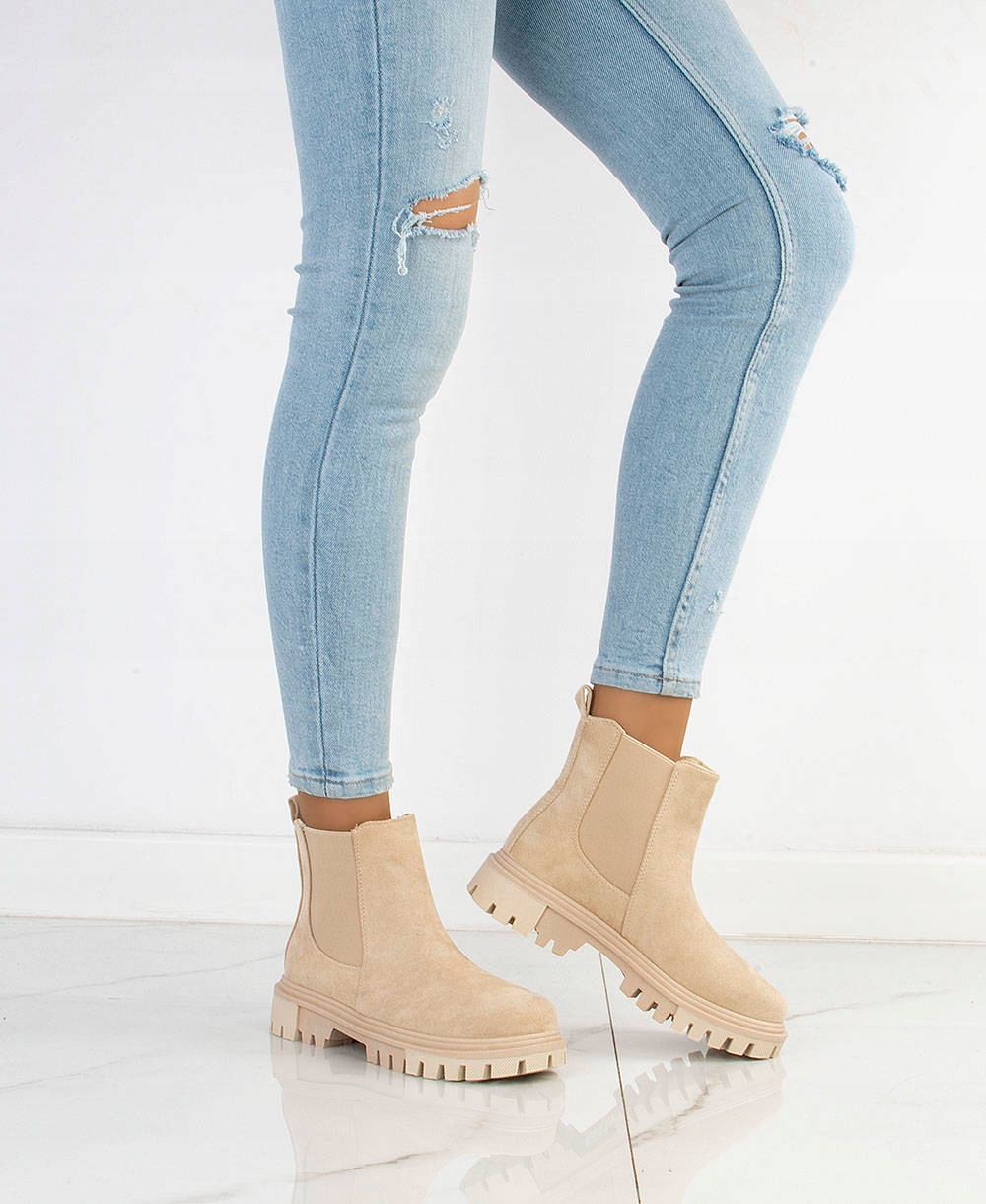 BOTKI SZTYBLETY ZAMSZOWE KLASYCZNE BEŻOWE 40 Wzór dominujący bez wzoru