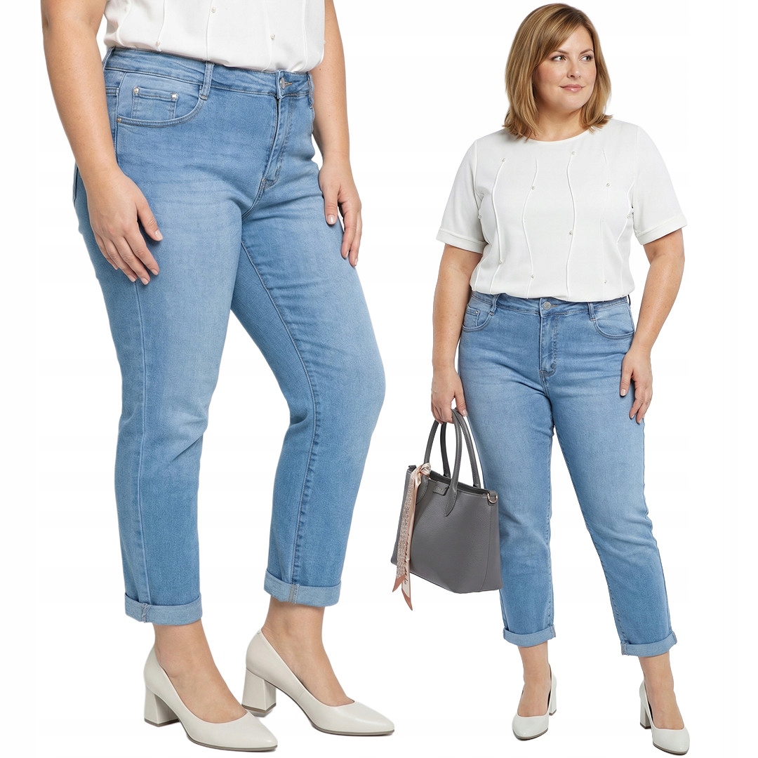 Džínové kalhoty s kapsami s ozdobou plus size velikost 56