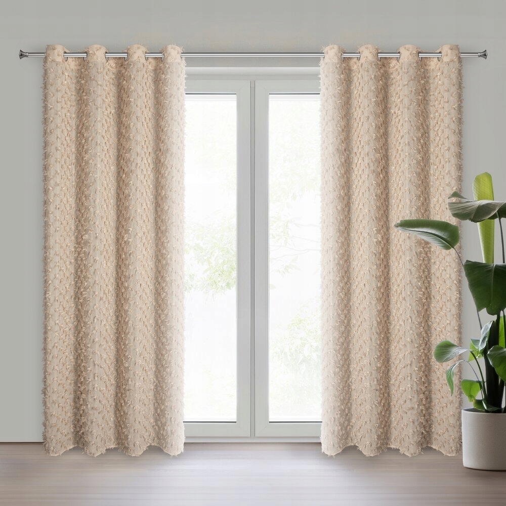 Hotový závěs na průchodkách Aurelia 135x250 Eva Minge béžová bambule