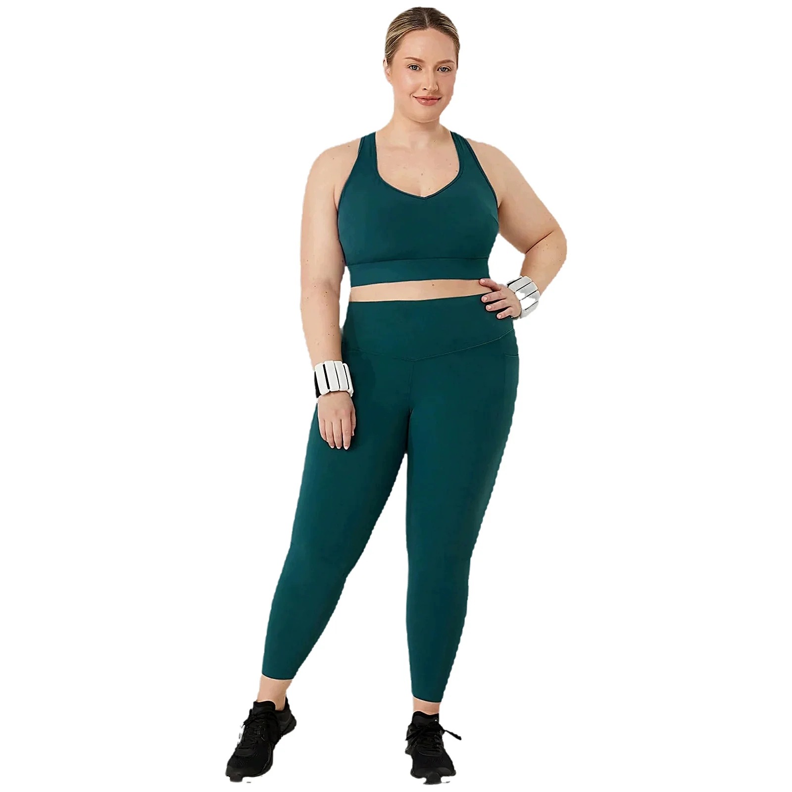 Legginsy Zielone Z Wysokim Stanem Treningowe Aktywne XXL 44