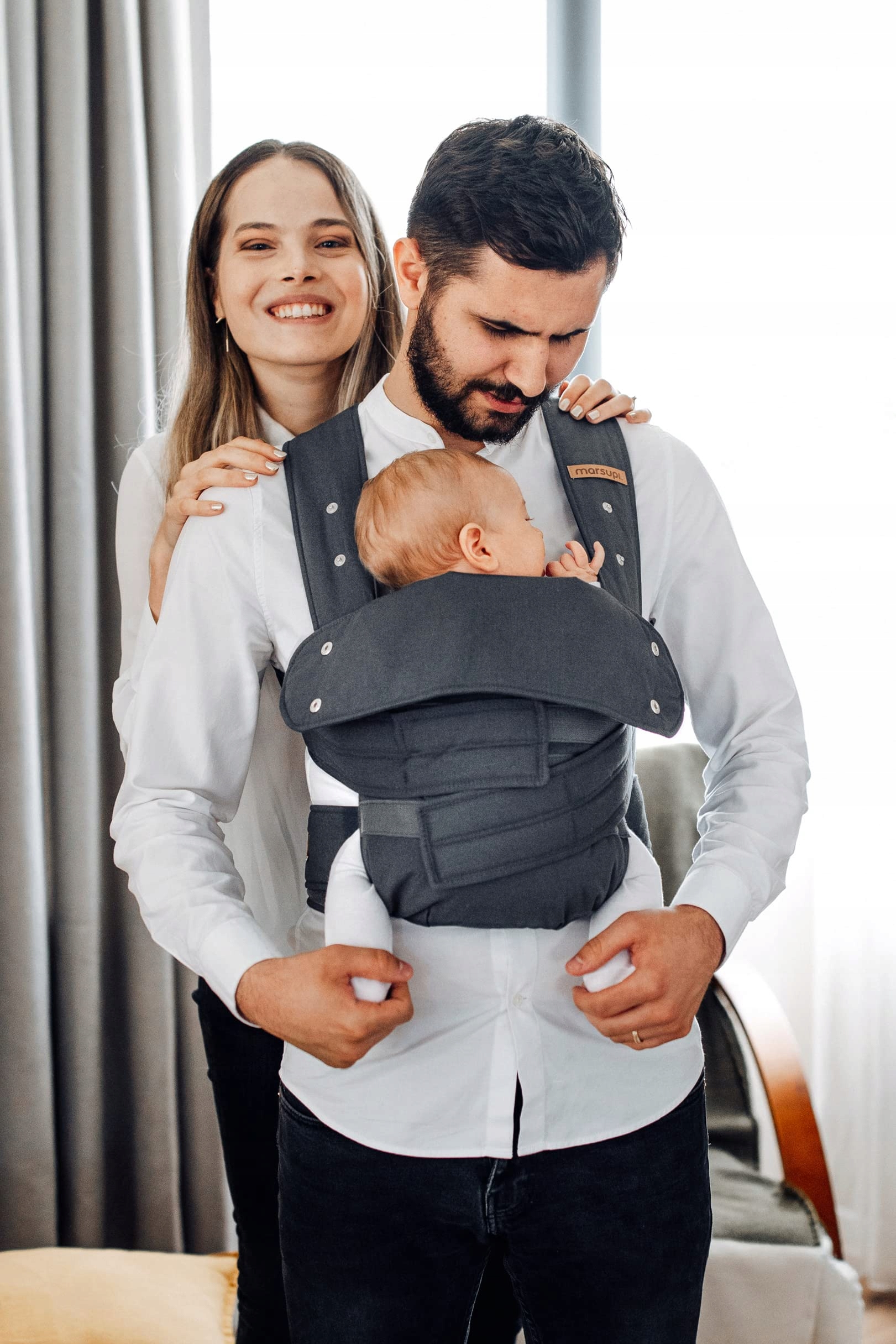 MARSUPI Nosidełko Dla Niemowląt I Noworodków Klasyczne 35-15kg Szare XL — miniatura 9