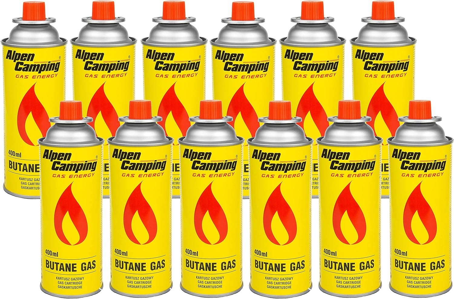 Kartusz Nabój Gazowy Alpen Camping 400ML 227G Butan Izobutan 12 Szt