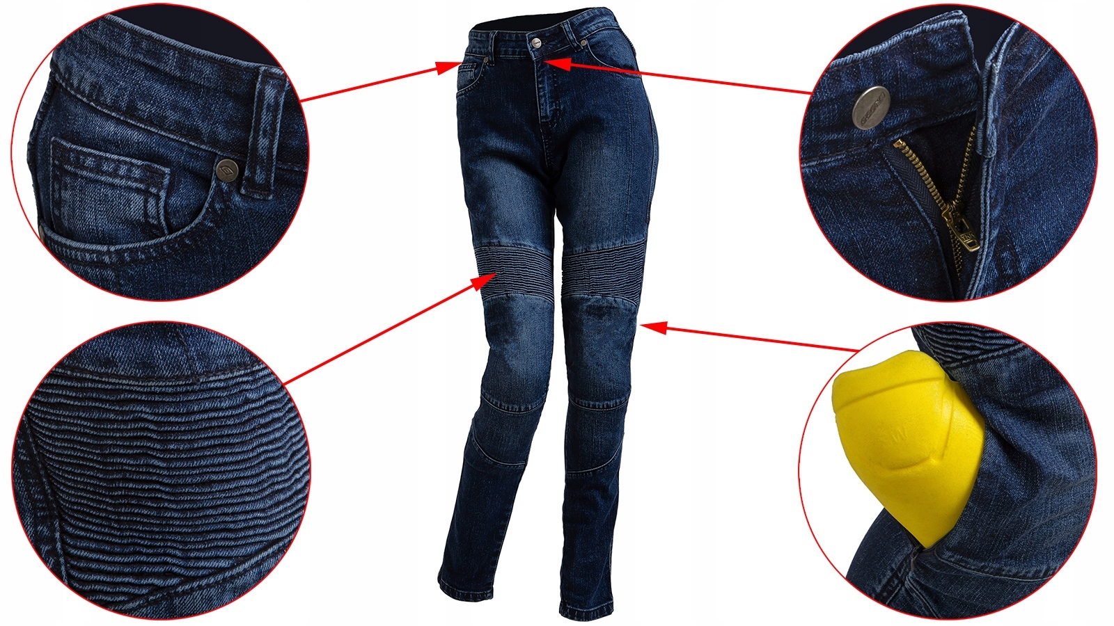 DAMSKIE JEANSY MOTOCYKLOWE OZONE AGNESS II 2XS Producent Ozone