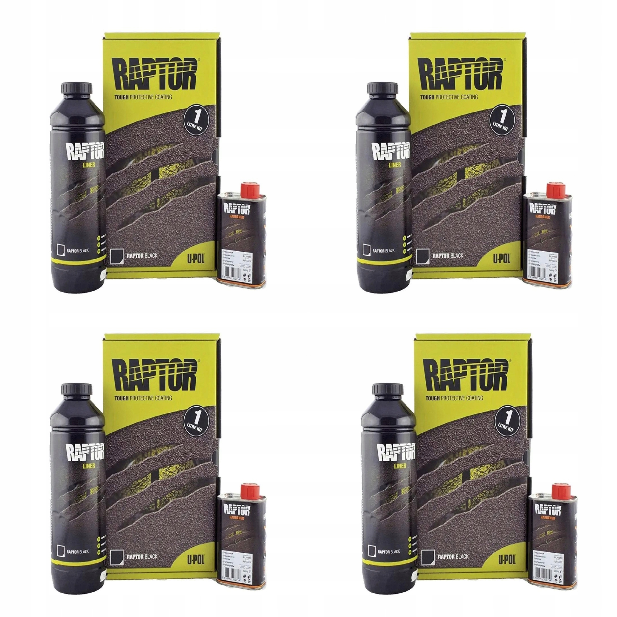 4 x Ochranná vrstva na karosériu U-pol Raptor RLB/S1 0.95 L čierna