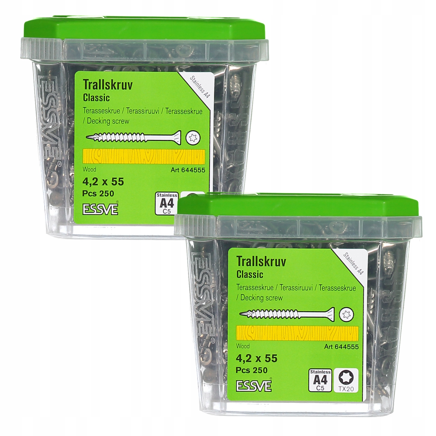 Essve Classic Terasová skrutka na drevo kyselinovzdorná A4 4,2x55mm 250ks x2