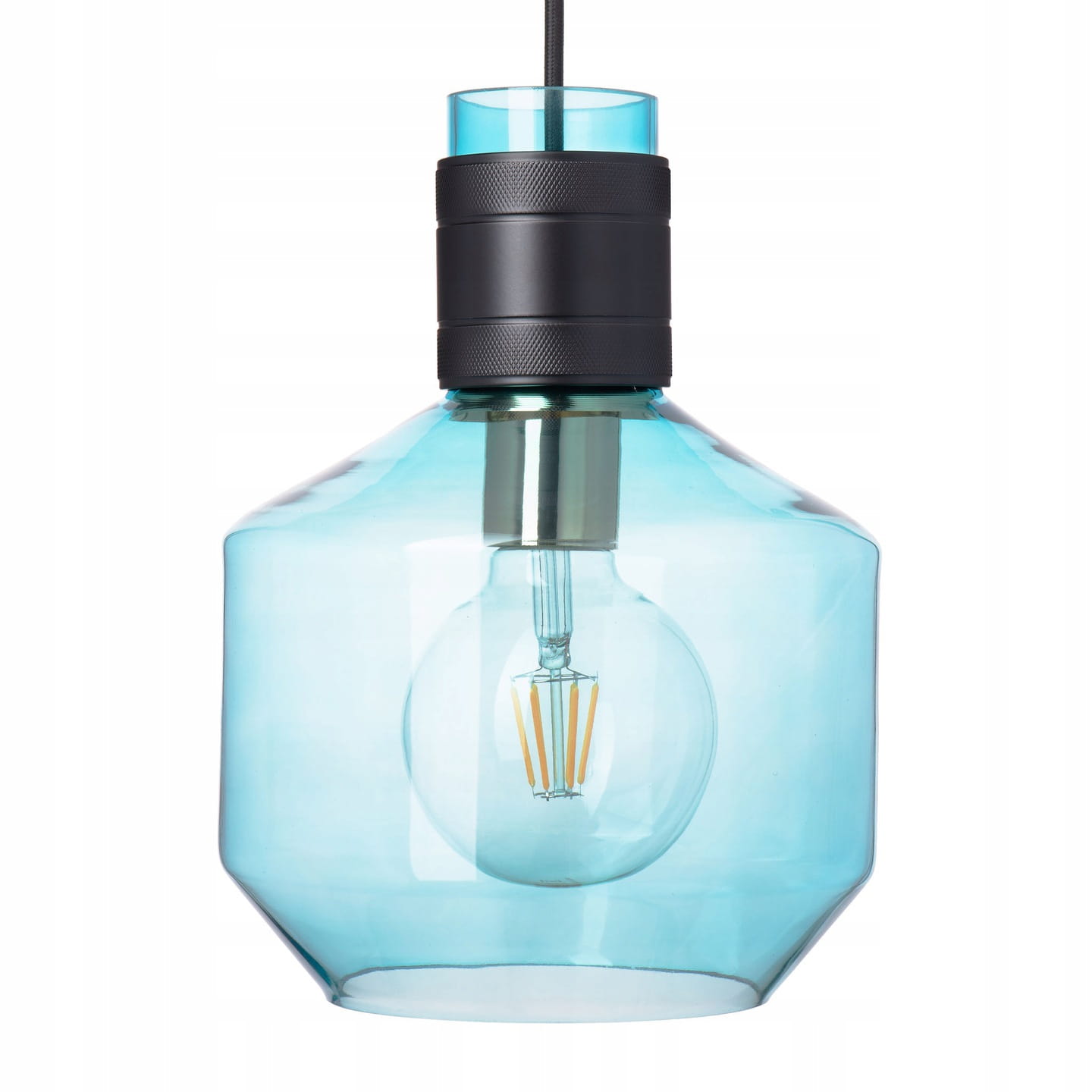 Závěsná lampa skleněná modrá WSW009