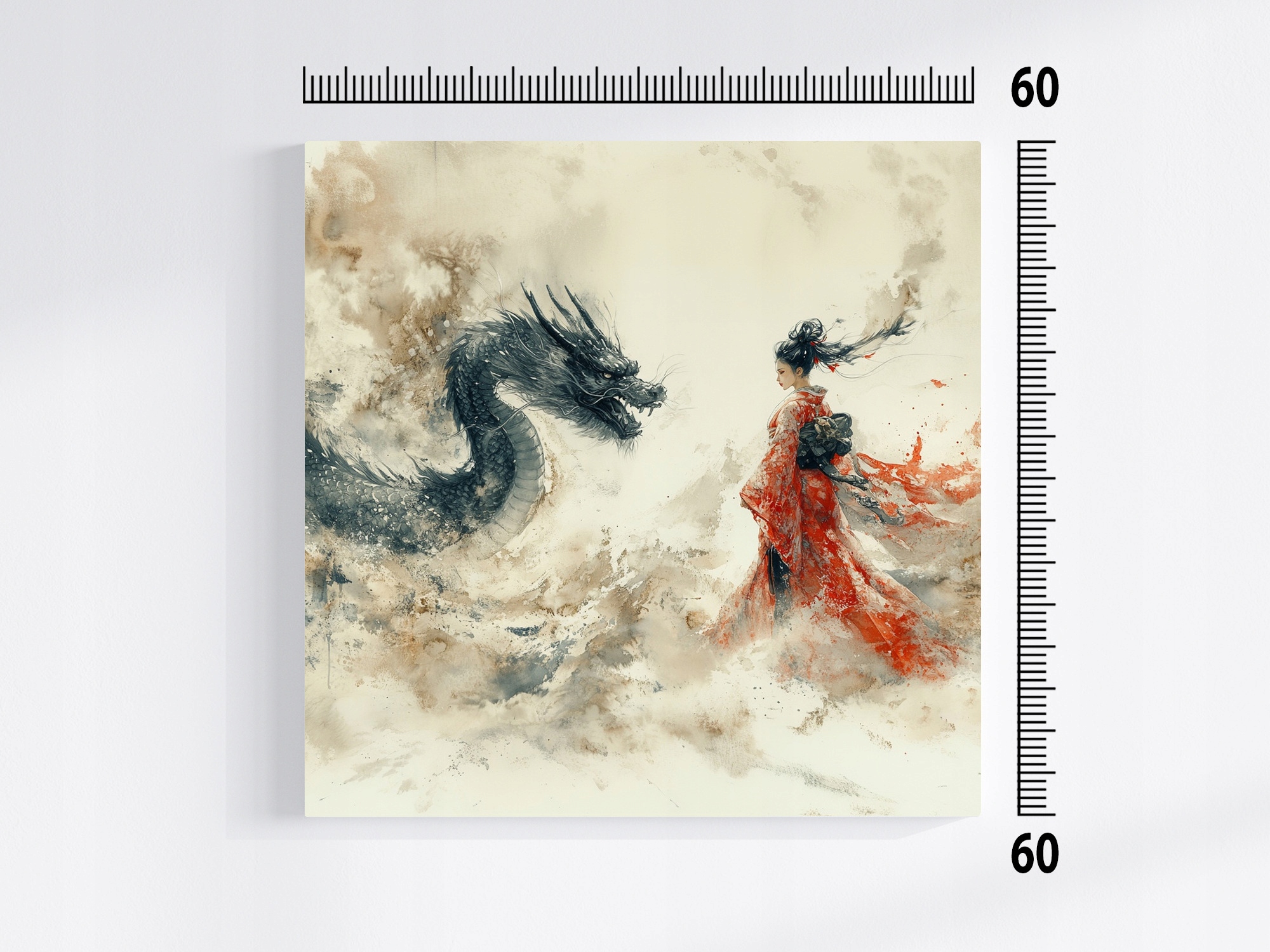 Obraz Na Plátně Canvas Japonsko Asie Fantasy Bojovnice Drak Gejša 60x60
